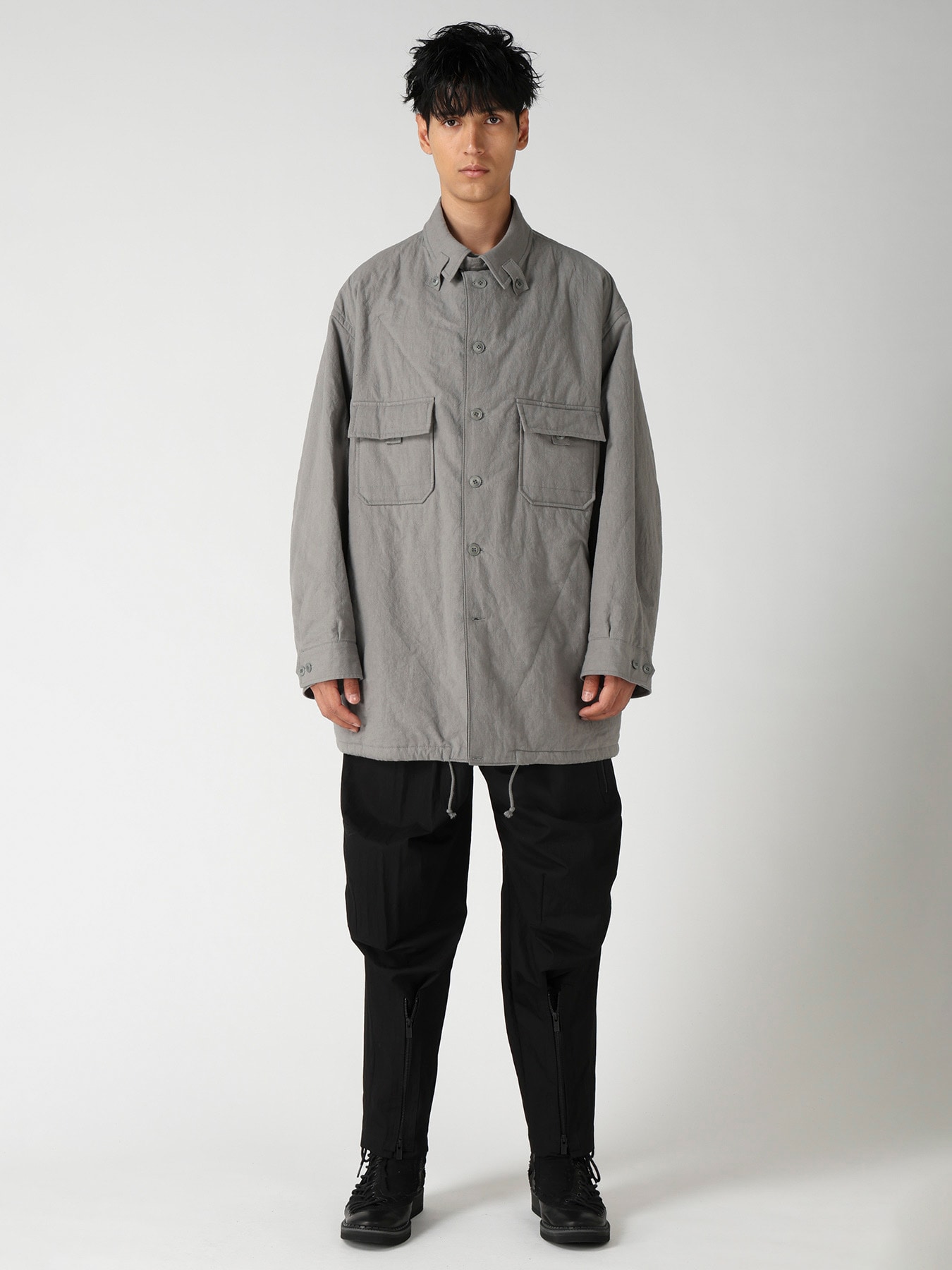 LI/C GREY CANVAS PADDED BLOUSE BLOUSON