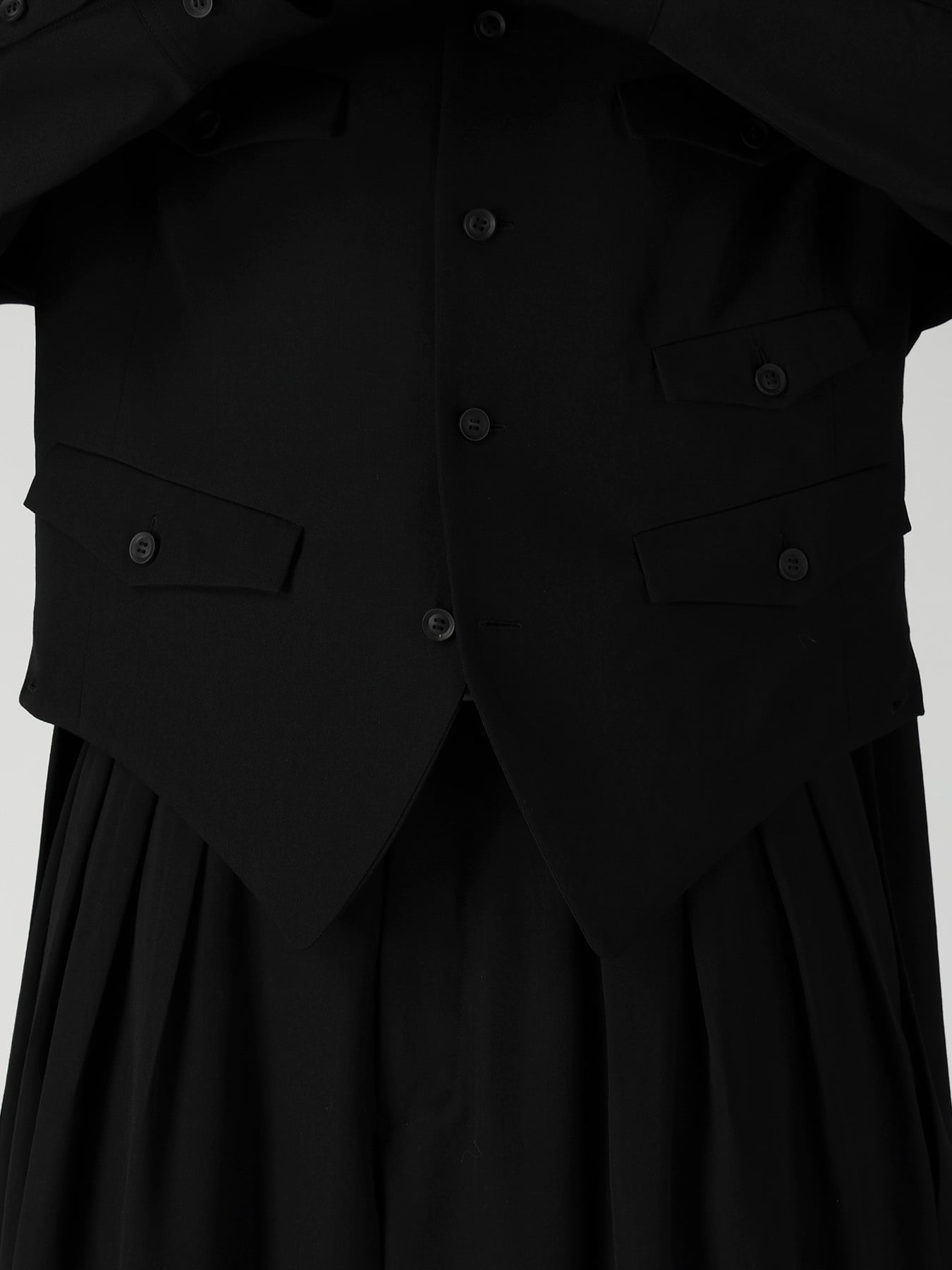 WOOL GABARDINE VEST LAYERED BLOUSE