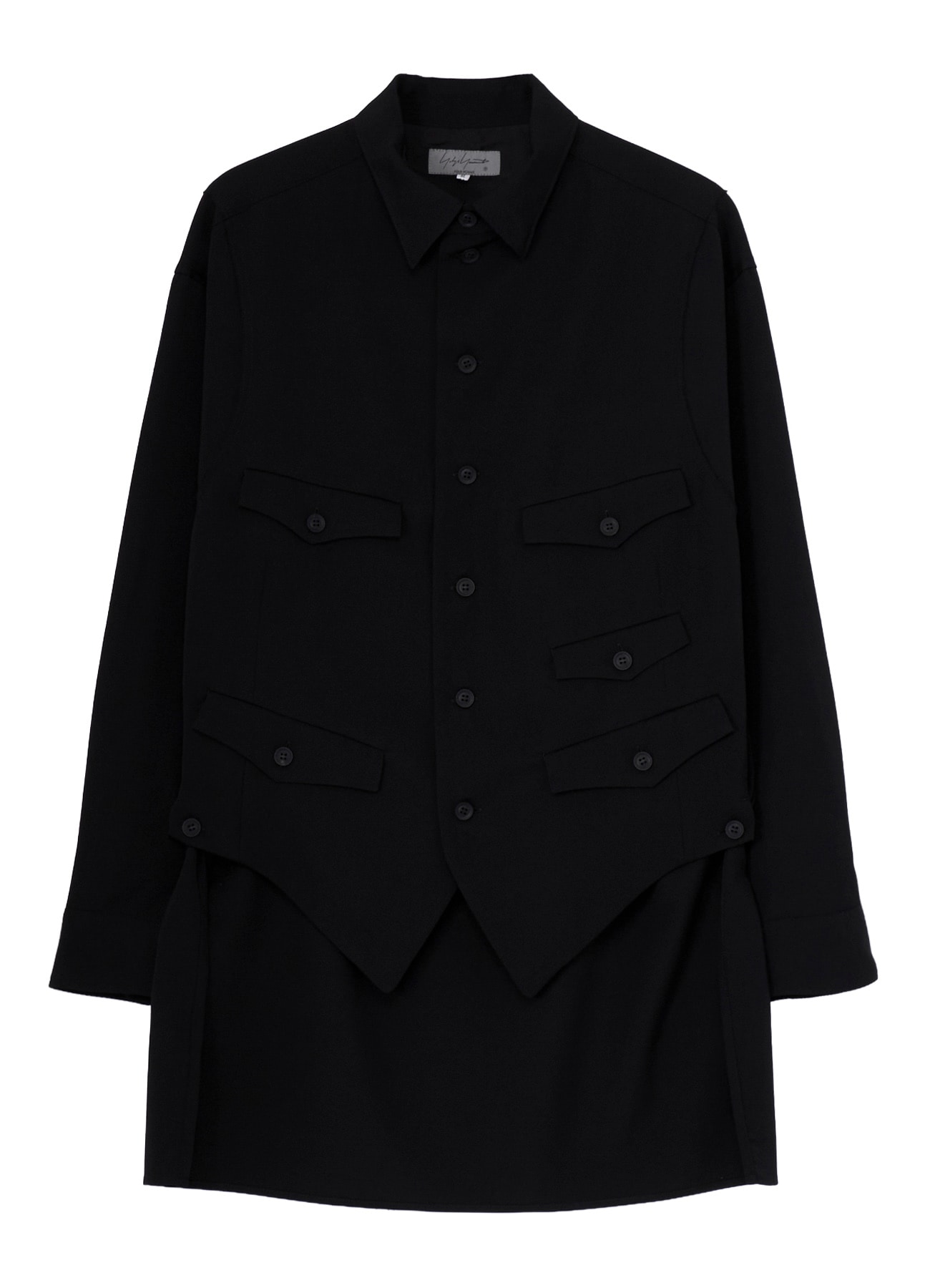 WOOL GABARDINE VEST LAYERED BLOUSE