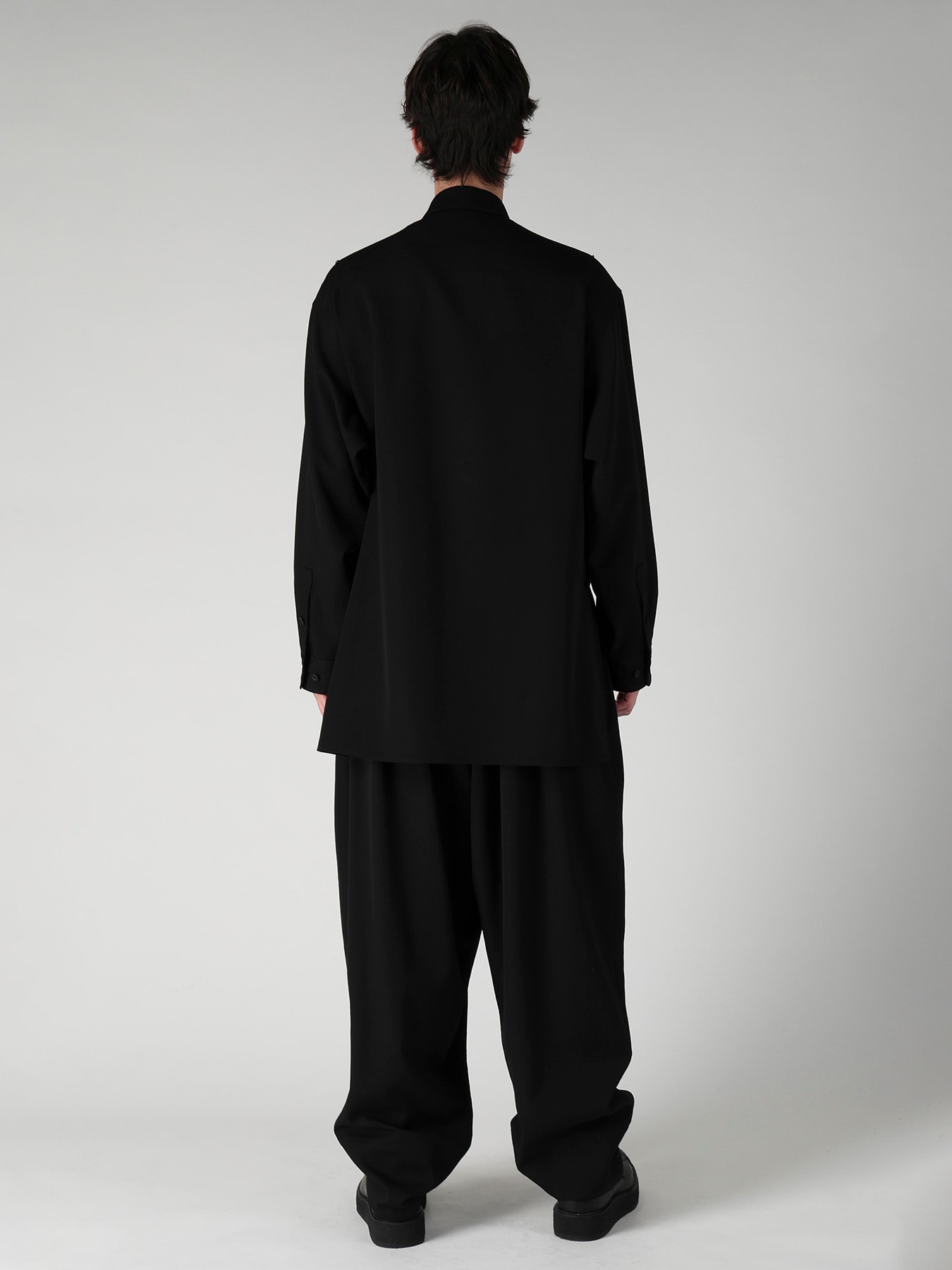 WOOL GABARDINE VEST LAYERED BLOUSE