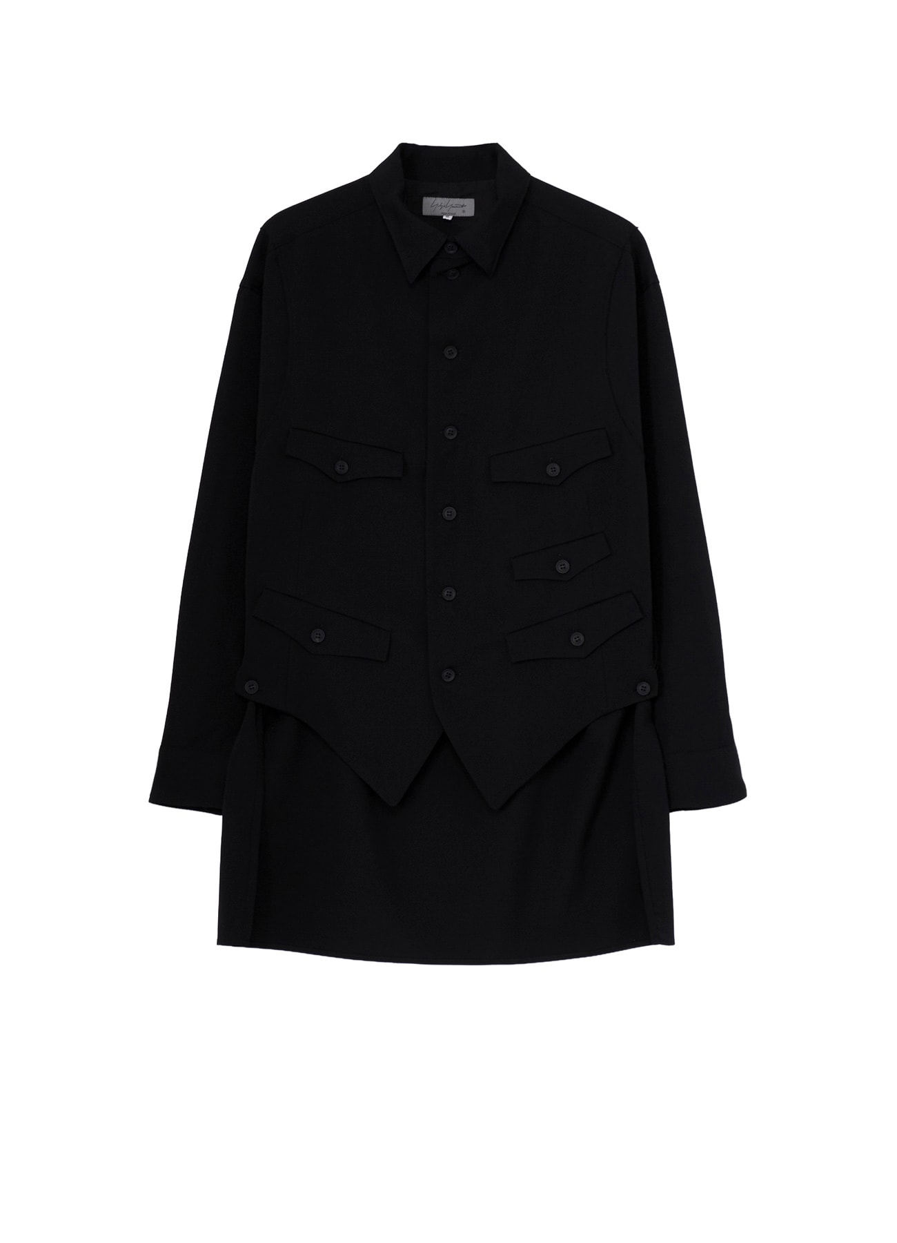 WOOL GABARDINE VEST LAYERED BLOUSE