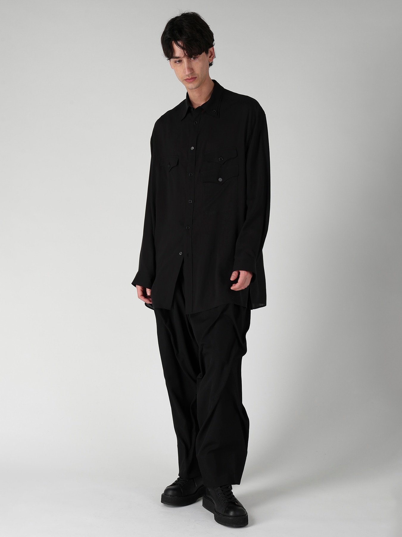 CELLULOSE LAWN 3 FLAP ASYMMETRY BLOUSE