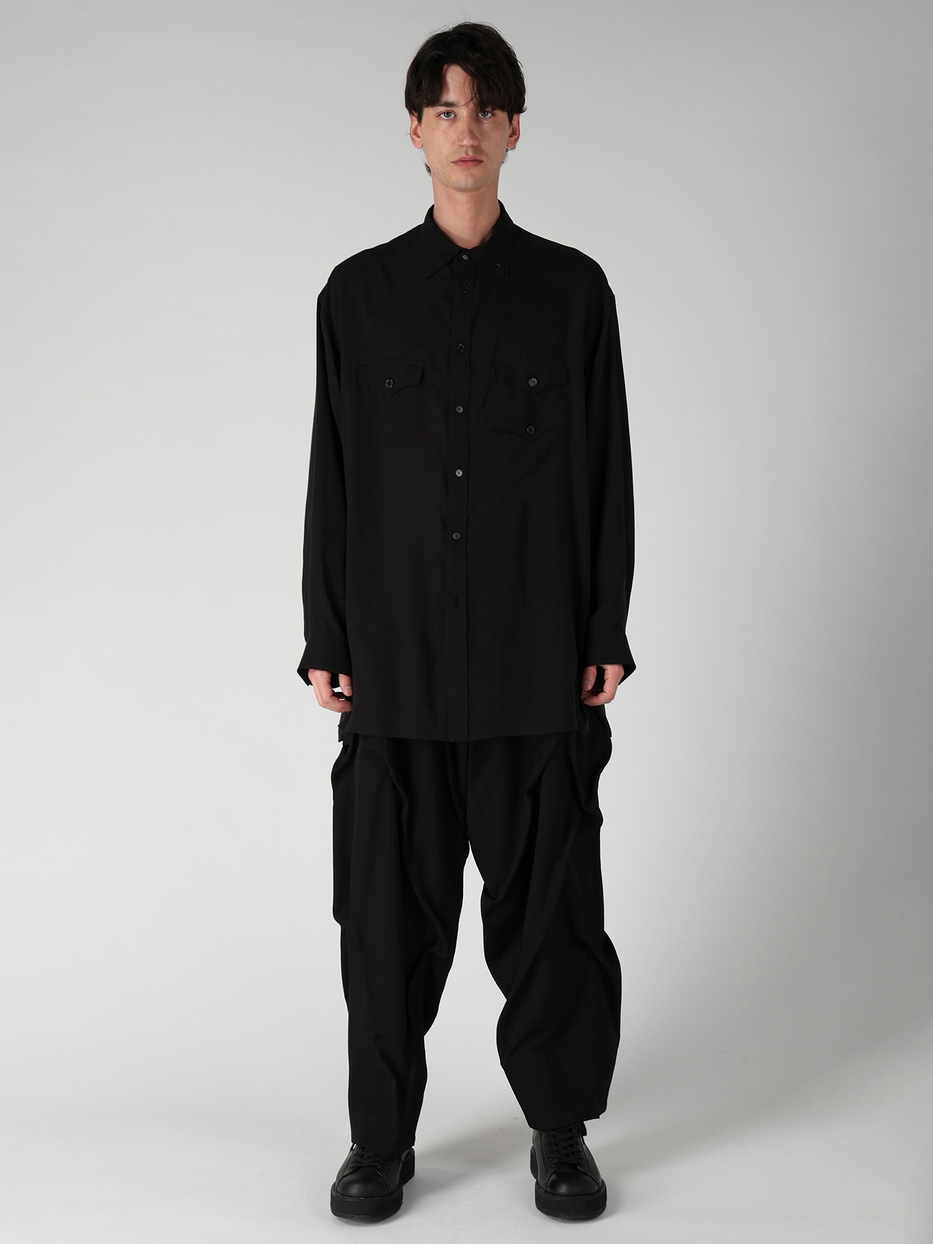 CELLULOSE LAWN 3 FLAP ASYMMETRY BLOUSE