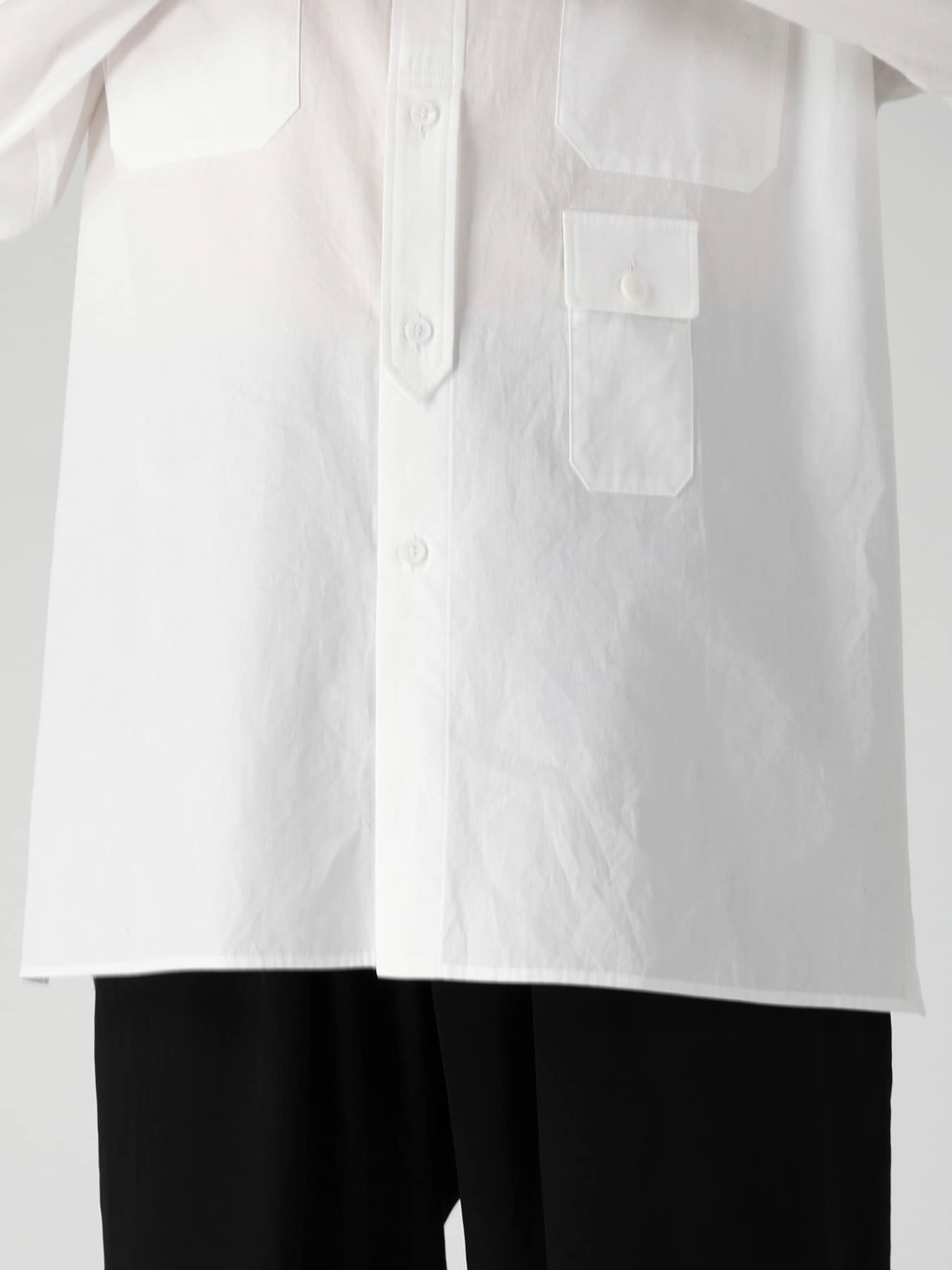 COTTON BROAD PEN POCKET DOUBLE COLLAR BLOUSE