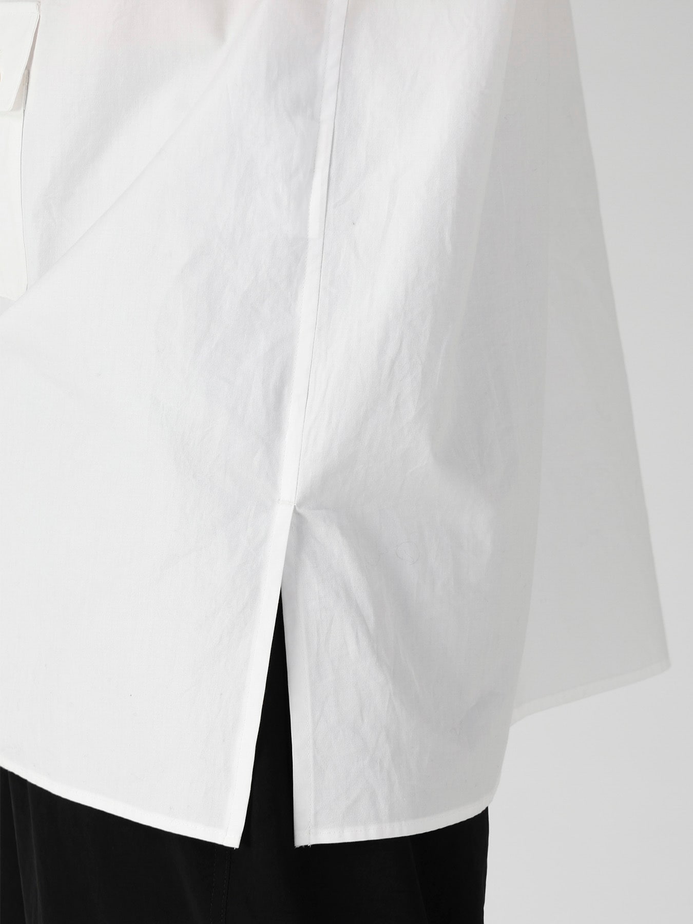 COTTON BROAD PEN POCKET DOUBLE COLLAR BLOUSE