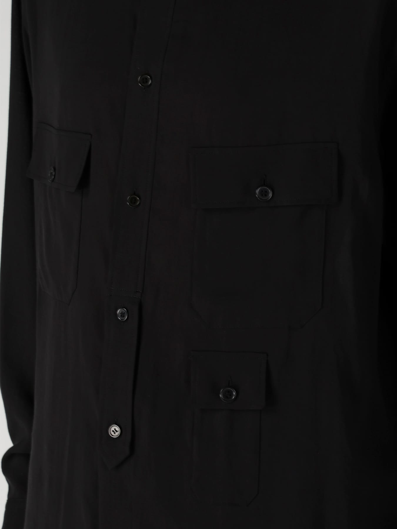 CELLULOSE LAWN PEN POCKET DOUBLE COLLAR BLOUSE