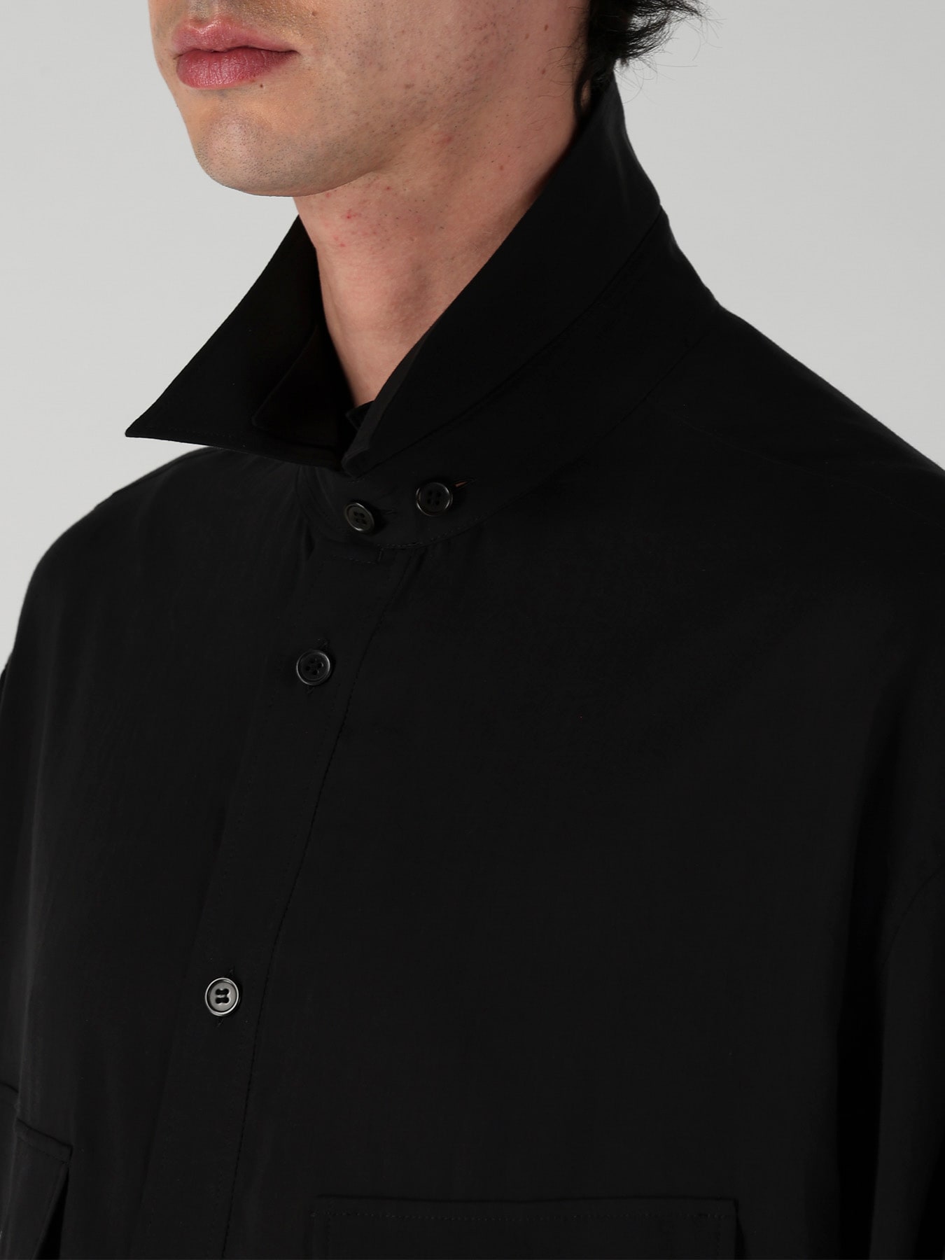 CELLULOSE LAWN PEN POCKET DOUBLE COLLAR BLOUSE