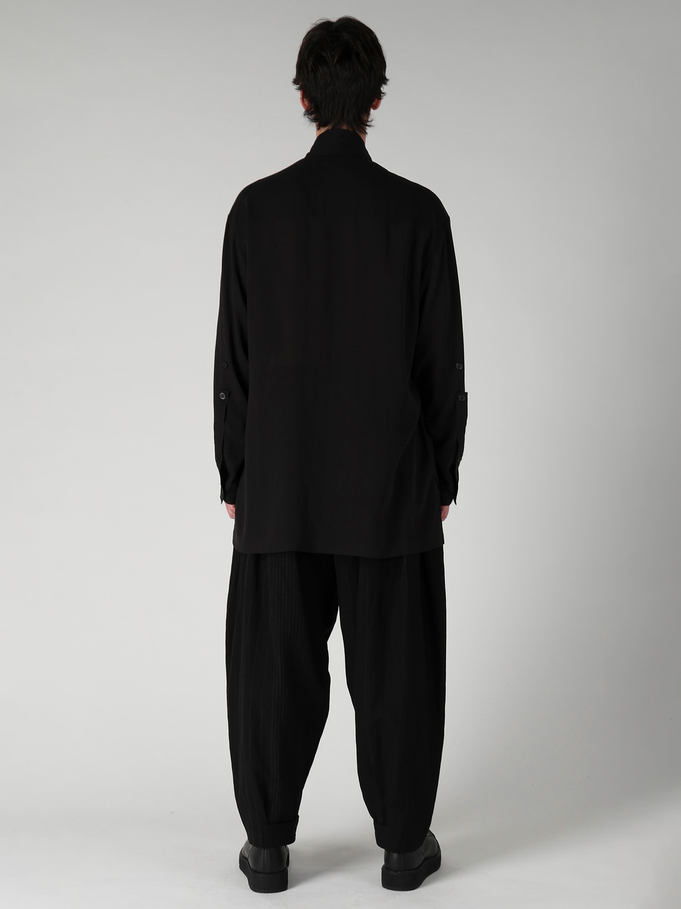 CELLULOSE LAWN PEN POCKET DOUBLE COLLAR BLOUSE
