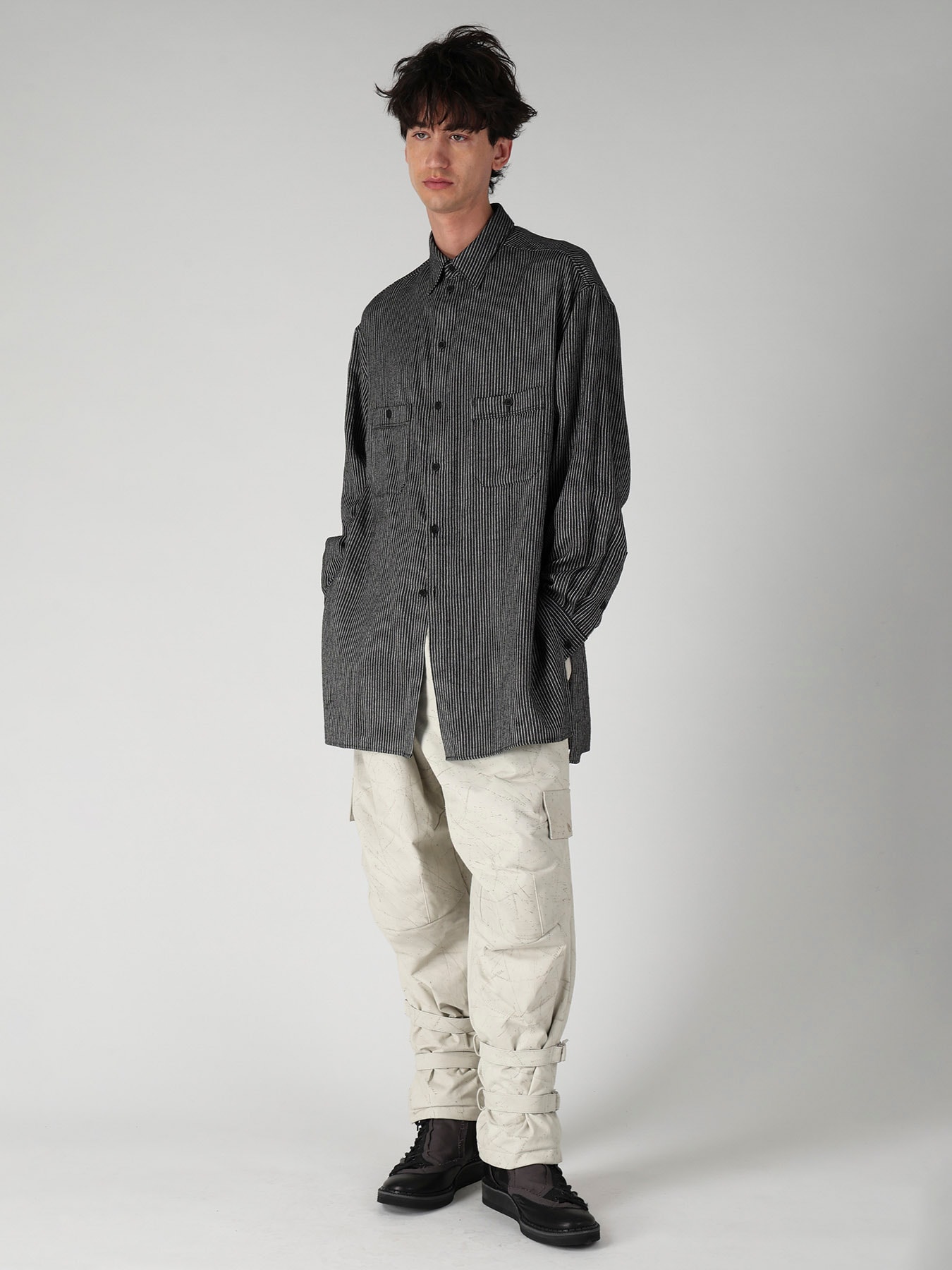 L R MELANGE ST STRIPE BLOUSE