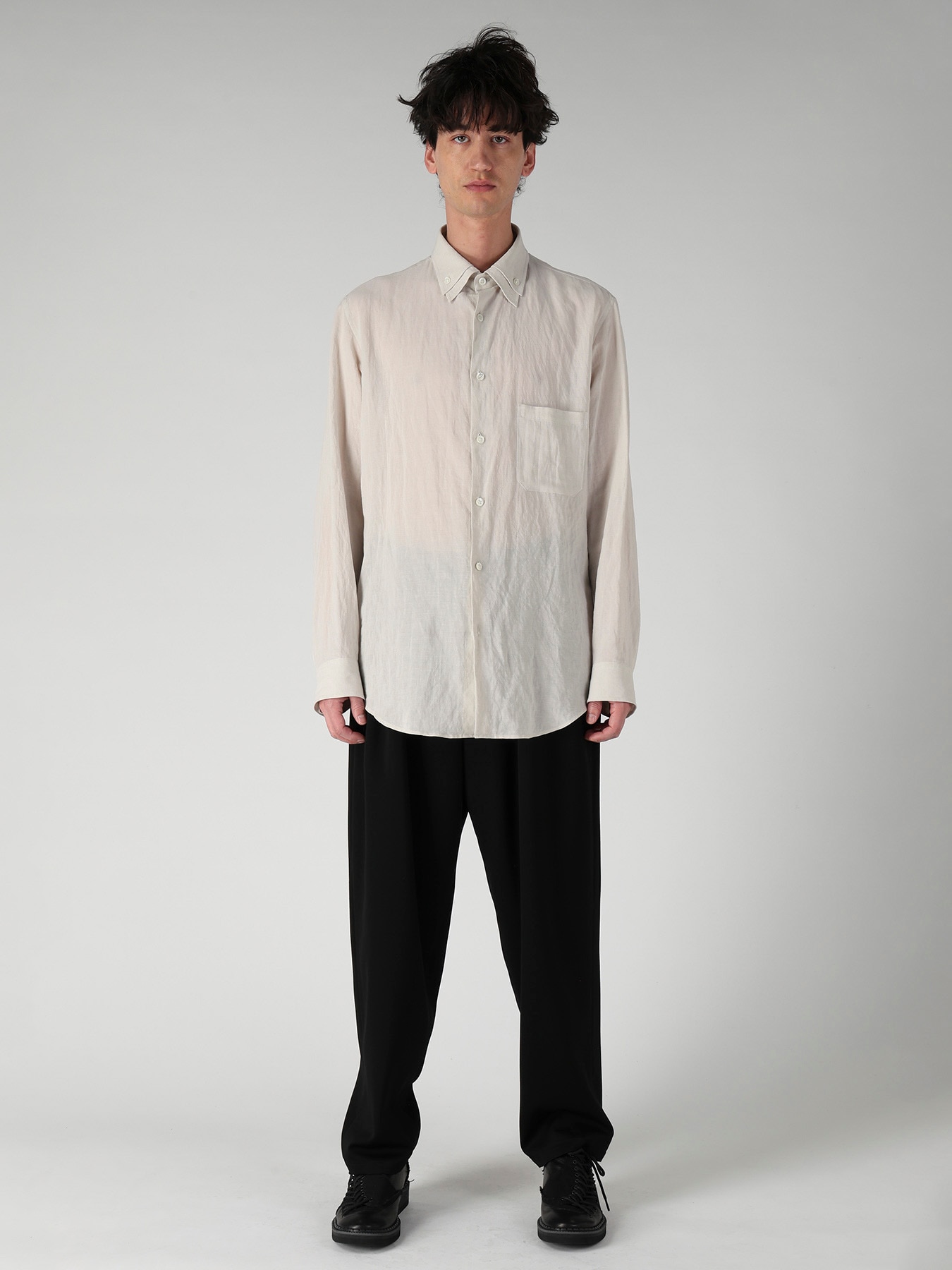 COTTON LINEN CLOTH DOUBLE COLLAR SHIRT
