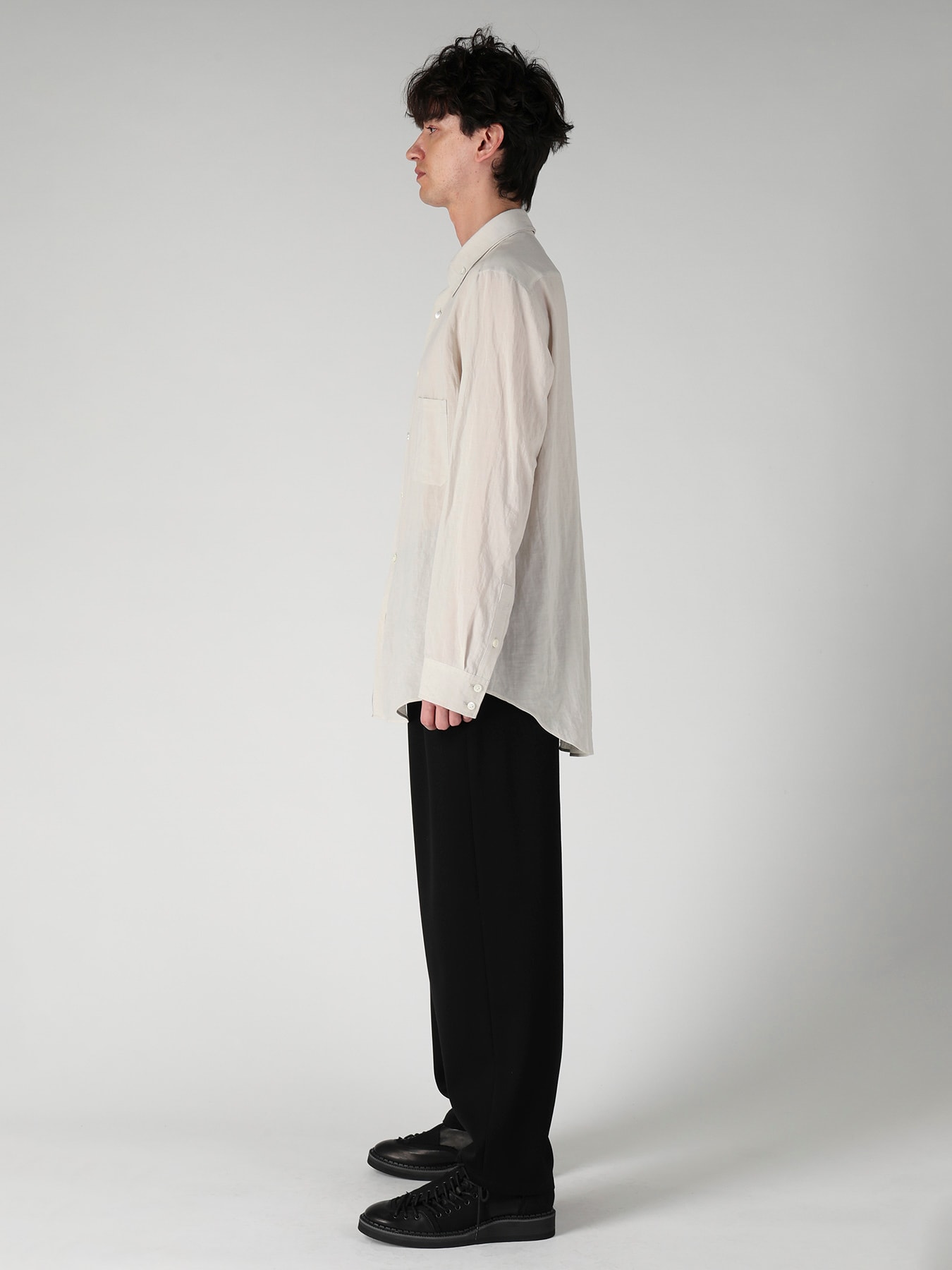COTTON LINEN CLOTH DOUBLE COLLAR SHIRT