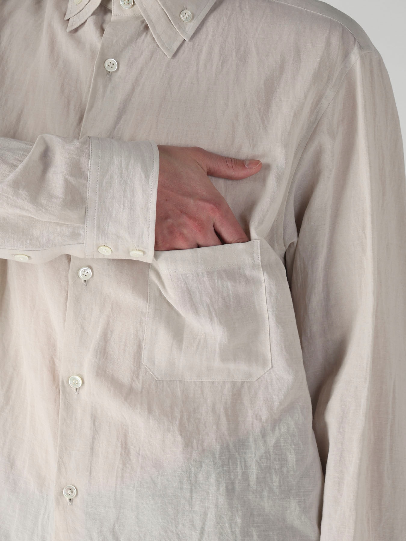 COTTON LINEN CLOTH DOUBLE COLLAR SHIRT