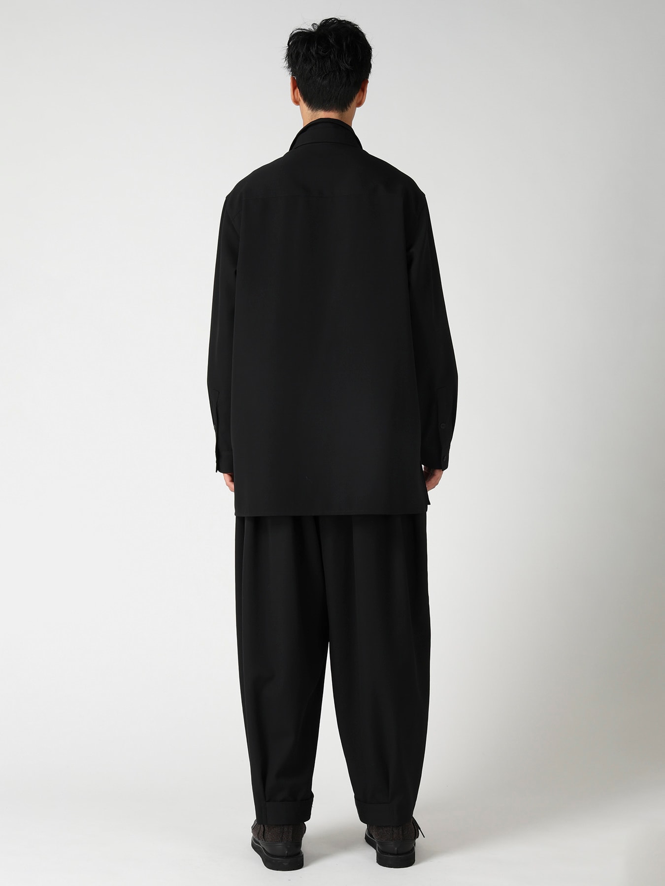 WOOL GABARDINE DOUBLE COLLAR BLOUSE