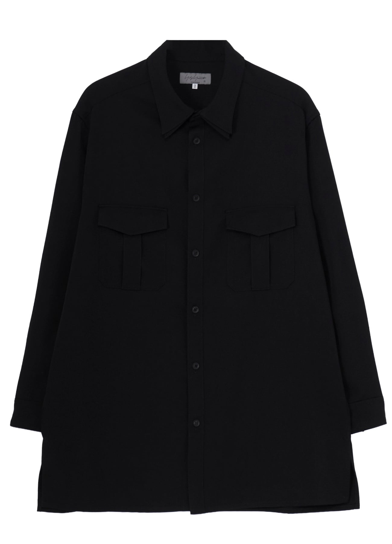 WOOL GABARDINE DOUBLE COLLAR BLOUSE