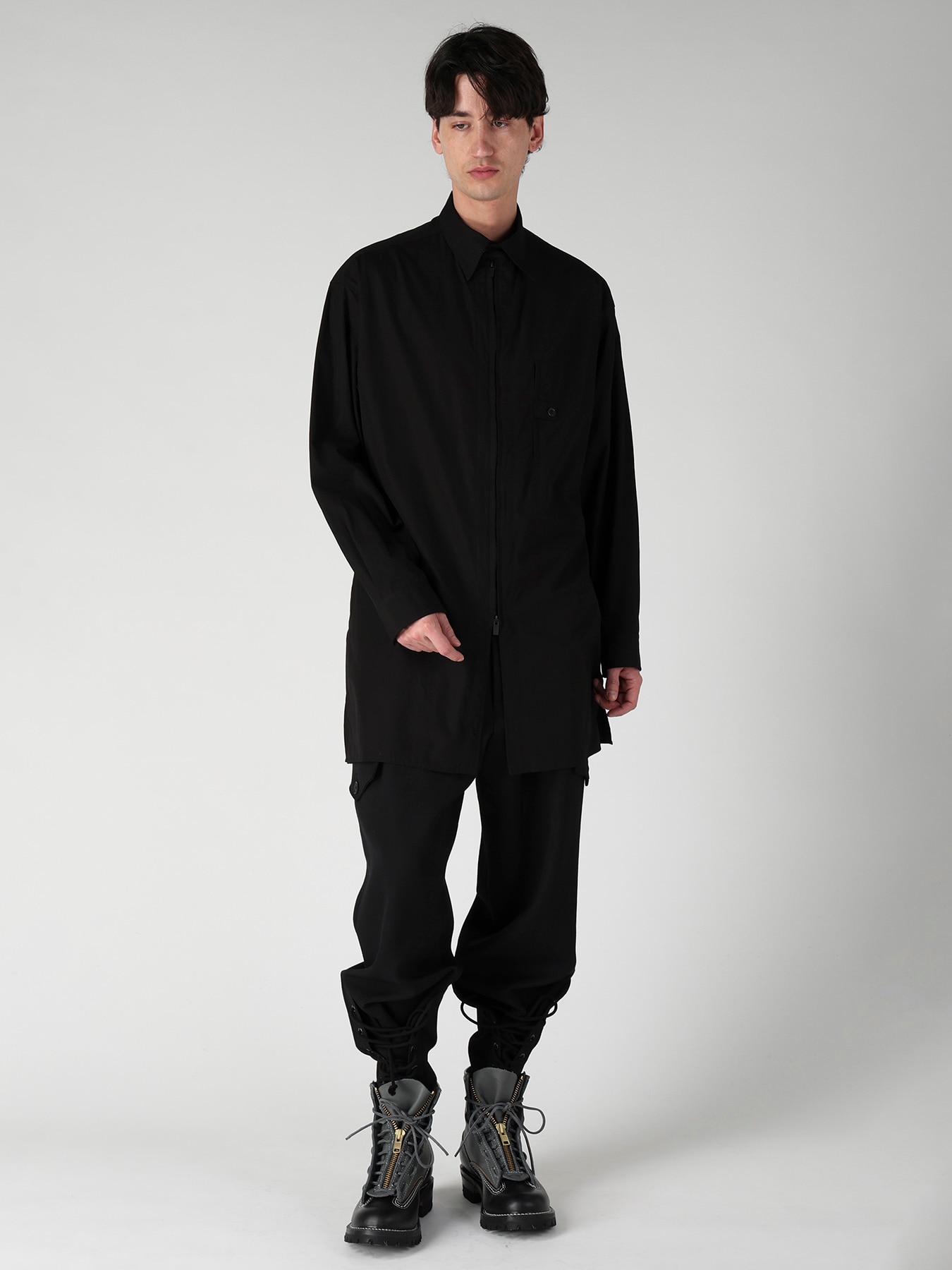 COTTON BROAD FRONT ZIP BROAD BLOUSE
