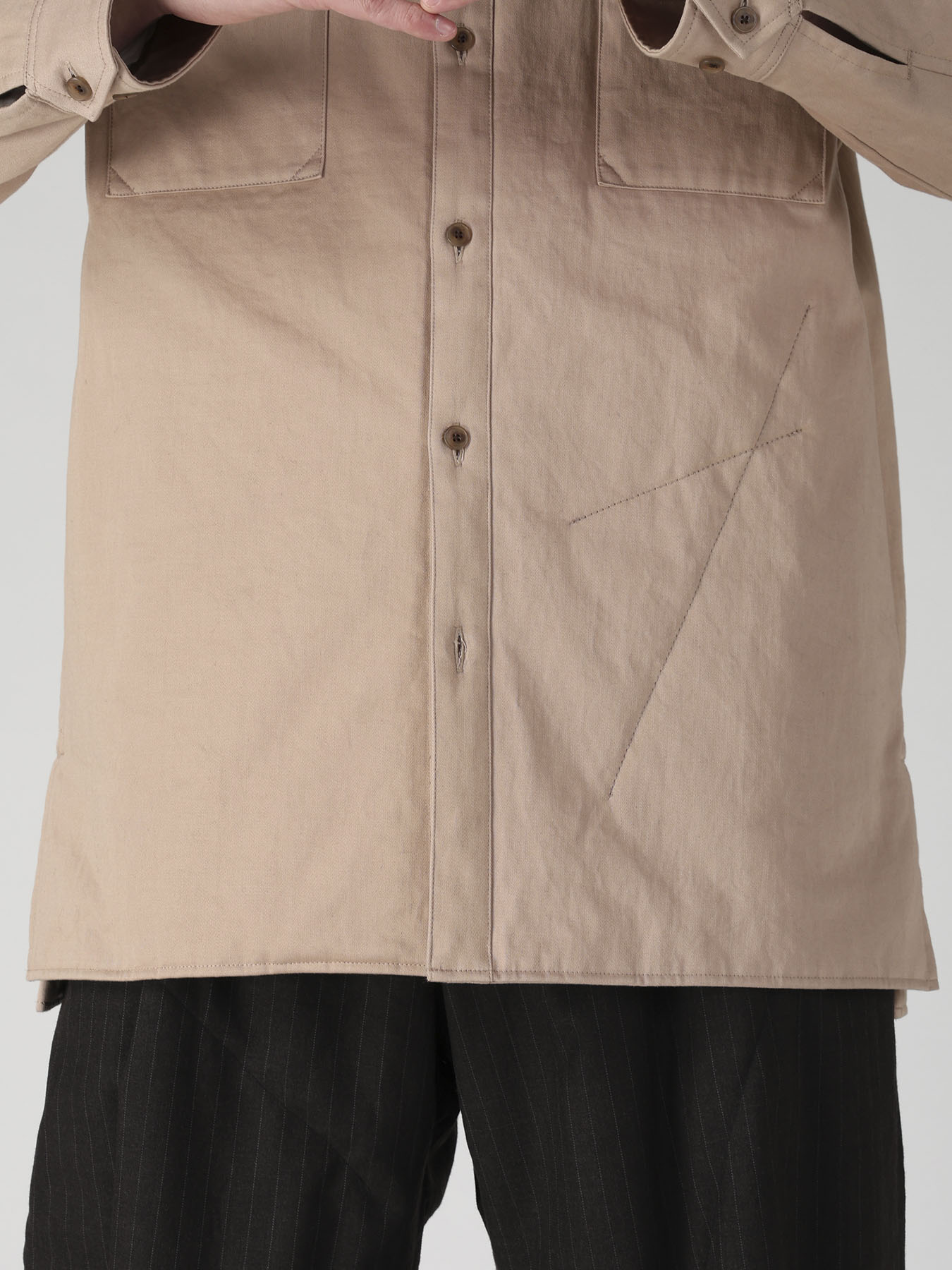 MILITARY BACK SATIN PADDED PANEL COLLAR BELT BLOUSE