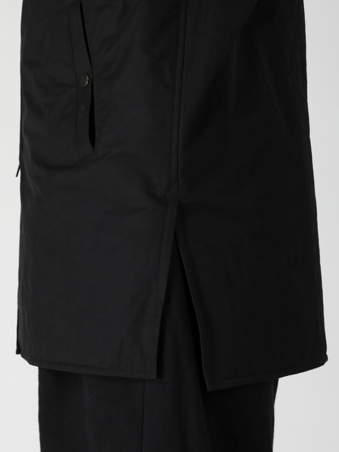 NY SPUN GABARDINE BLACK PADDED ZIP DOT BUTTON BLOUSE