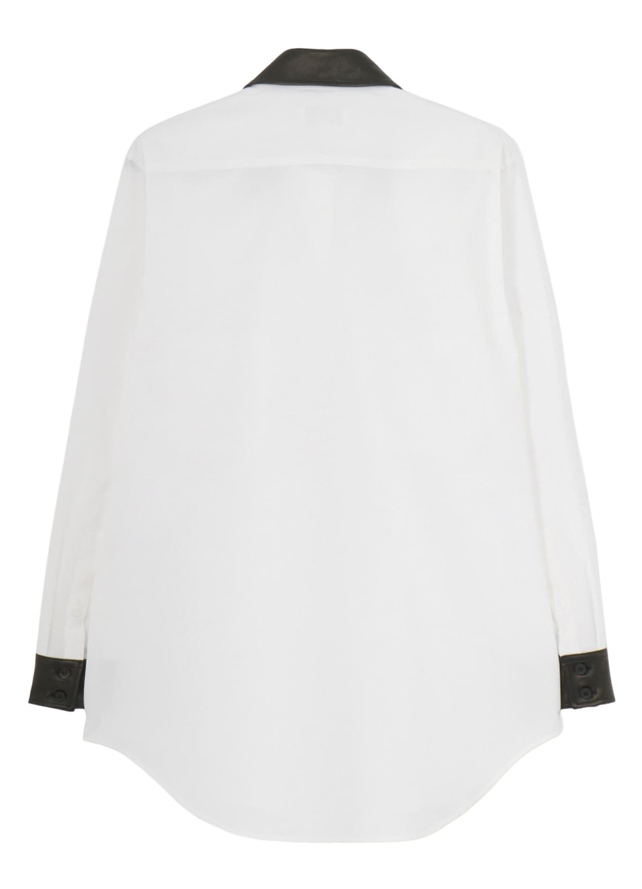 COTTON BROAD LETHER DETAIL SHIRT