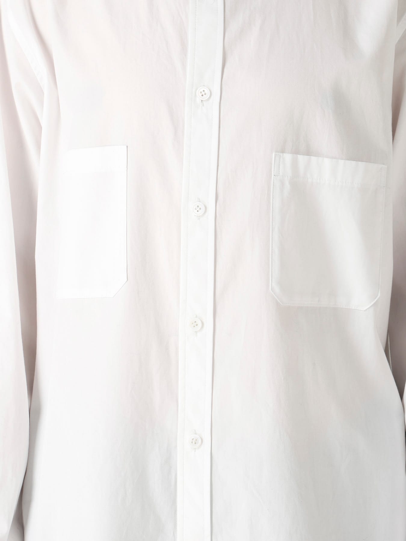 COTTON BROAD LETHER DETAIL SHIRT