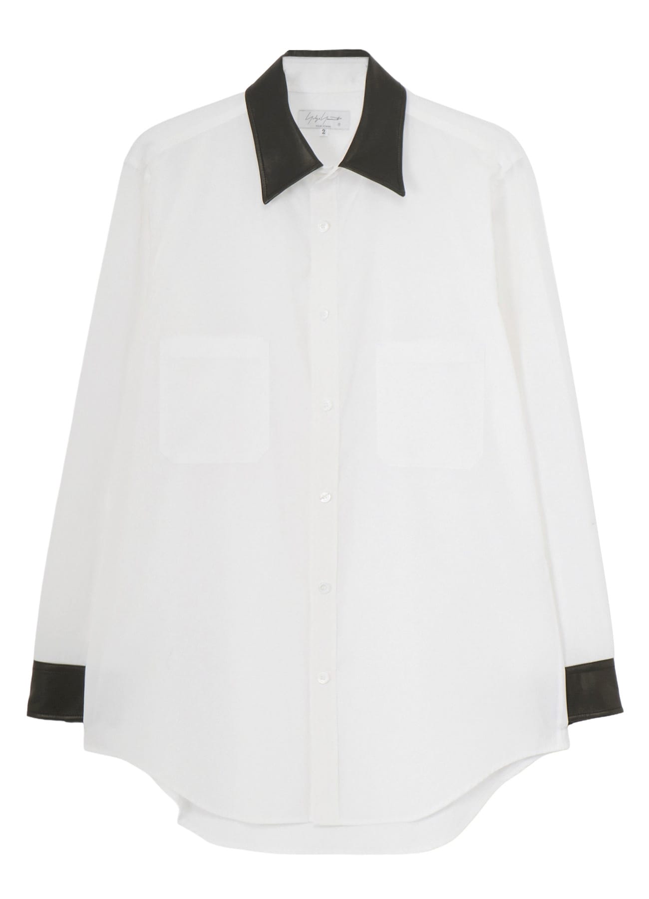 COTTON BROAD LETHER DETAIL SHIRT