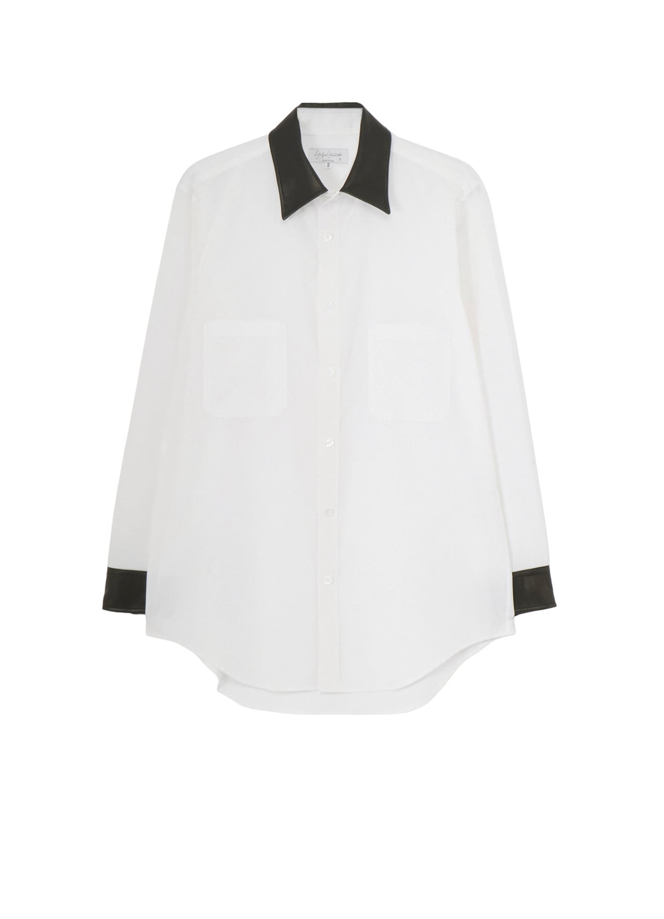 COTTON BROAD LETHER DETAIL SHIRT
