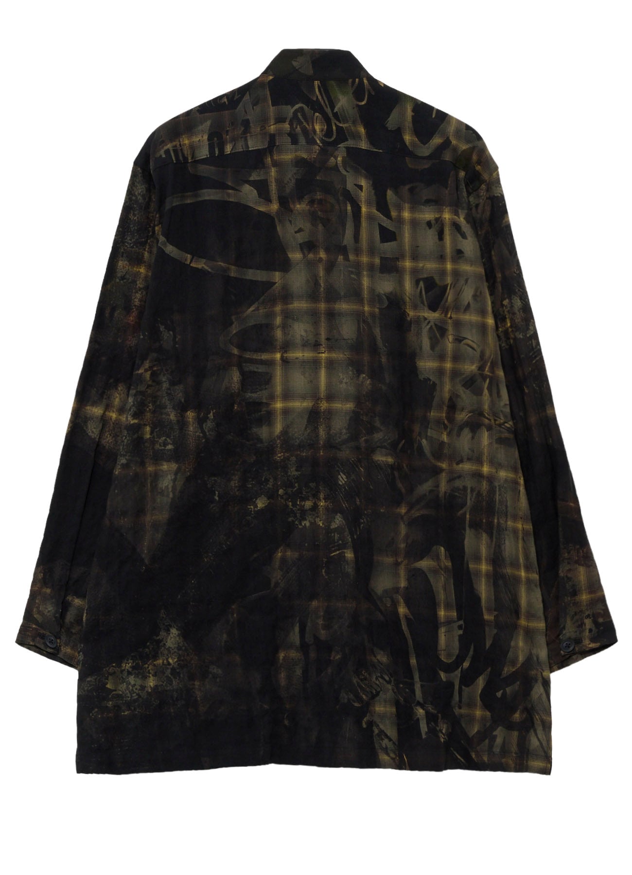 SCRAP PATTERN PRINTED STAND COLLAR BLOUSE