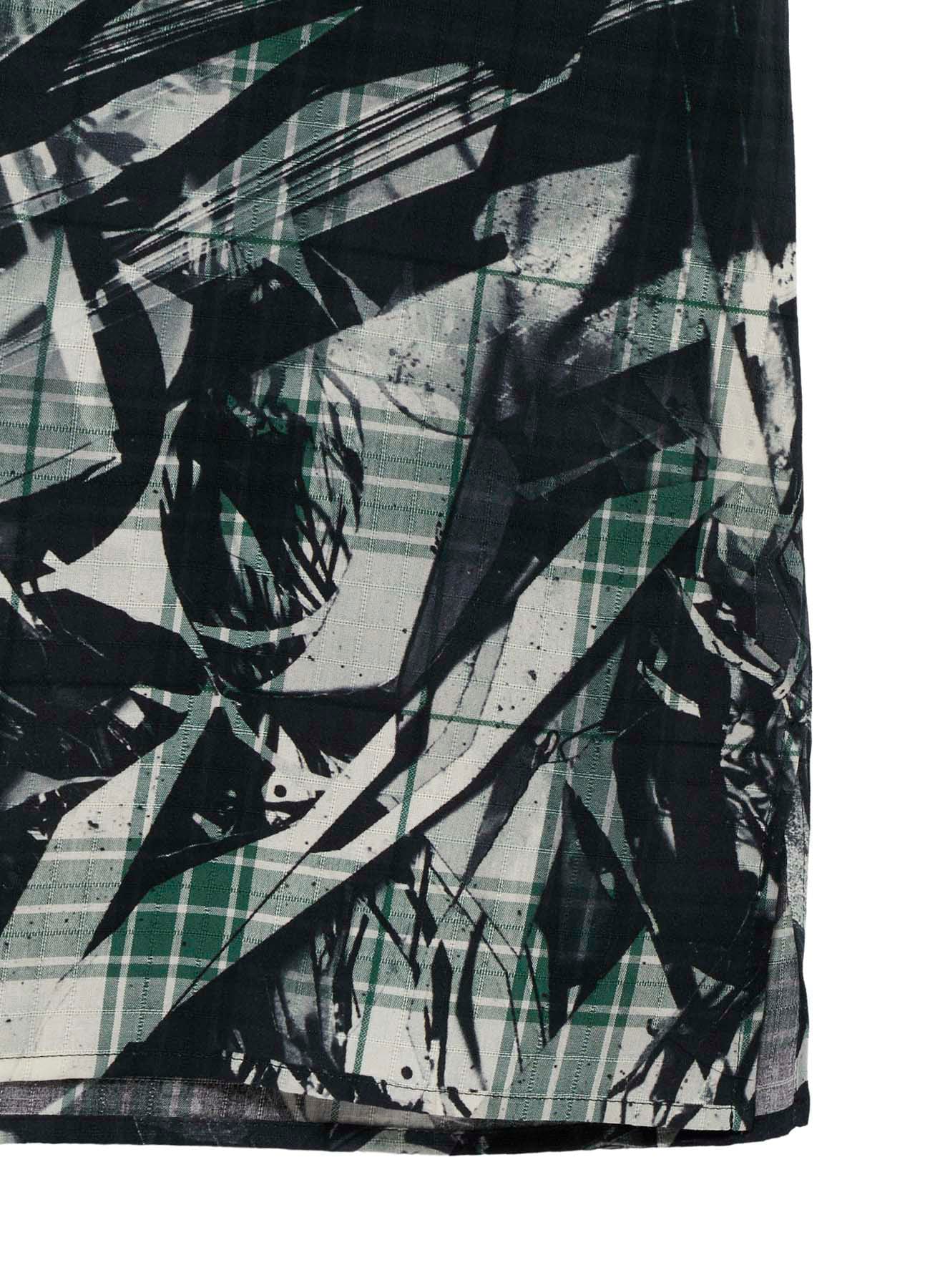 MONOCHROME SCRAP PATTERN PRINTED SHORT SLEEVE BLOUSE