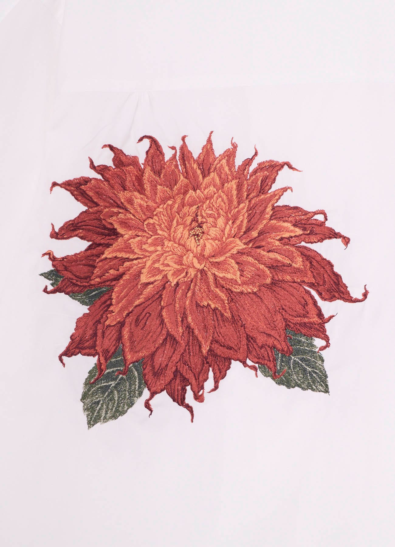 ORANGE DAHLIA EMBROIDERY BIG SHIRT