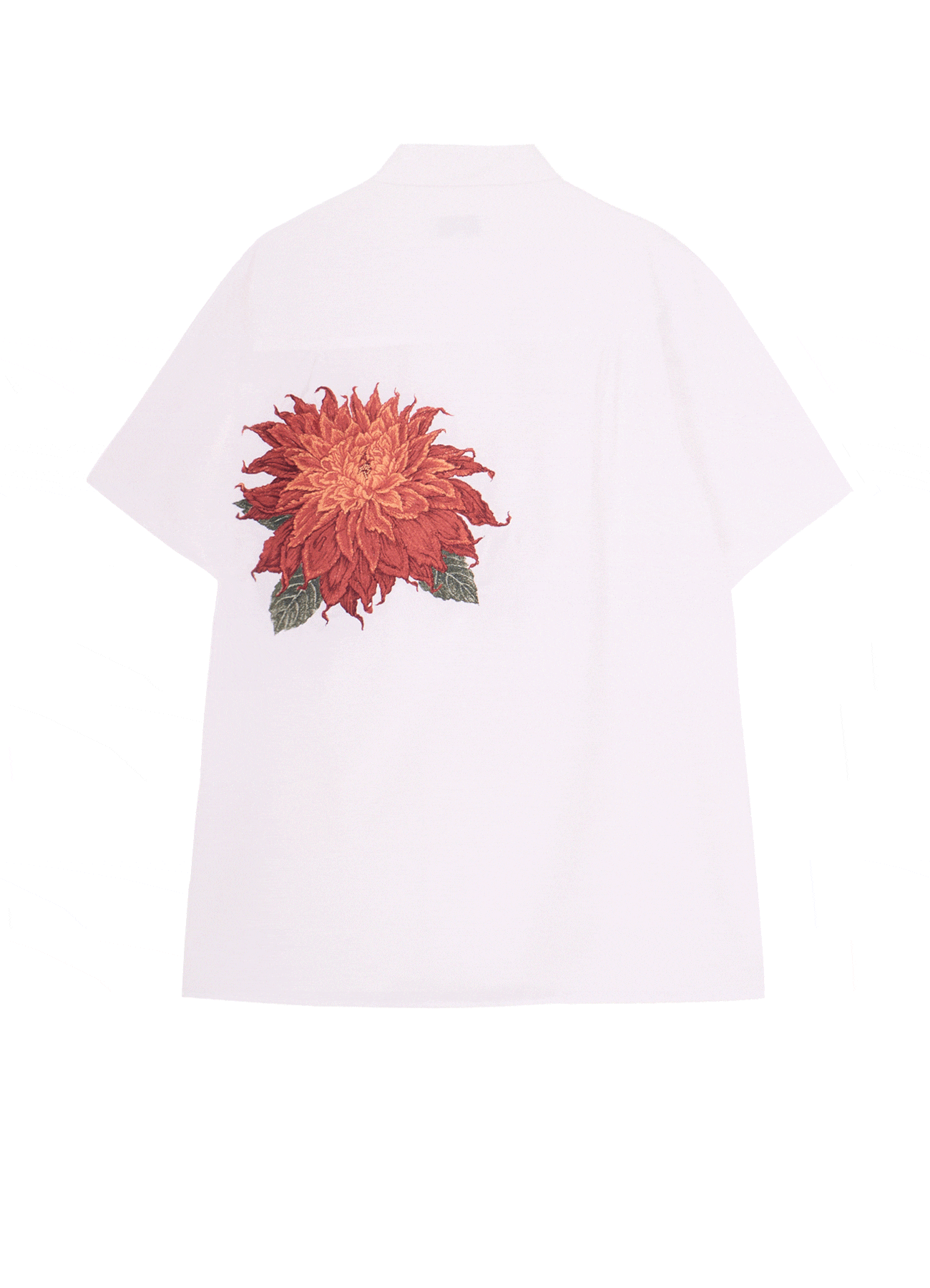 ORANGE DAHLIA EMBROIDERY BIG SHIRT
