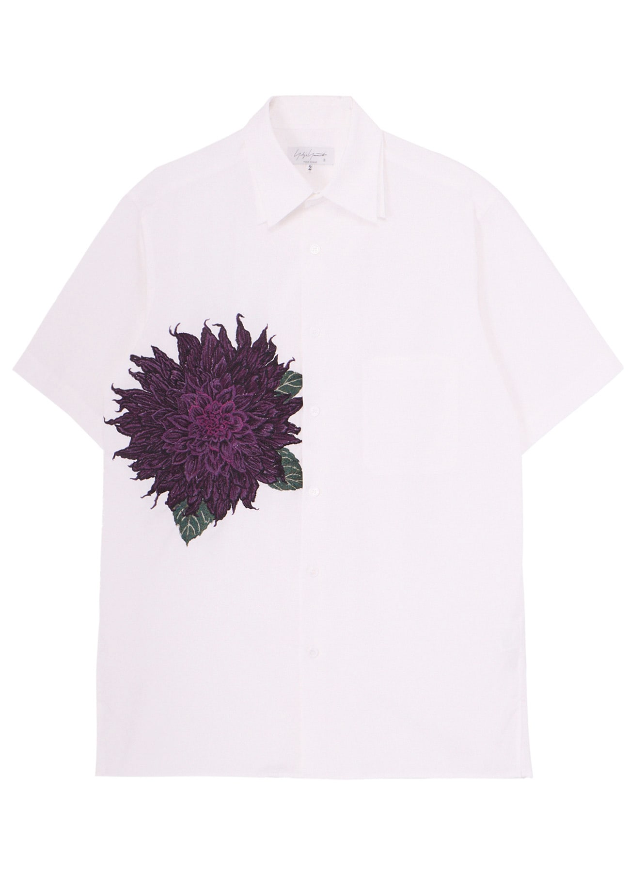 PURPLE DAHLIA EMBROIDERY DOUBLE COLLAR SHIRT