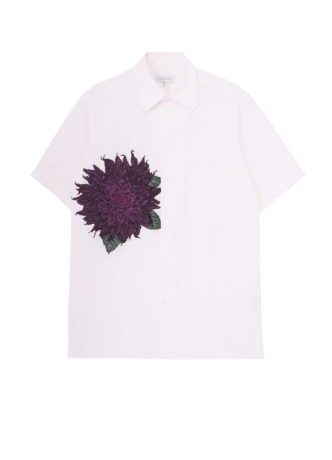 PURPLE DAHLIA EMBROIDERY DOUBLE COLLAR SHIRT