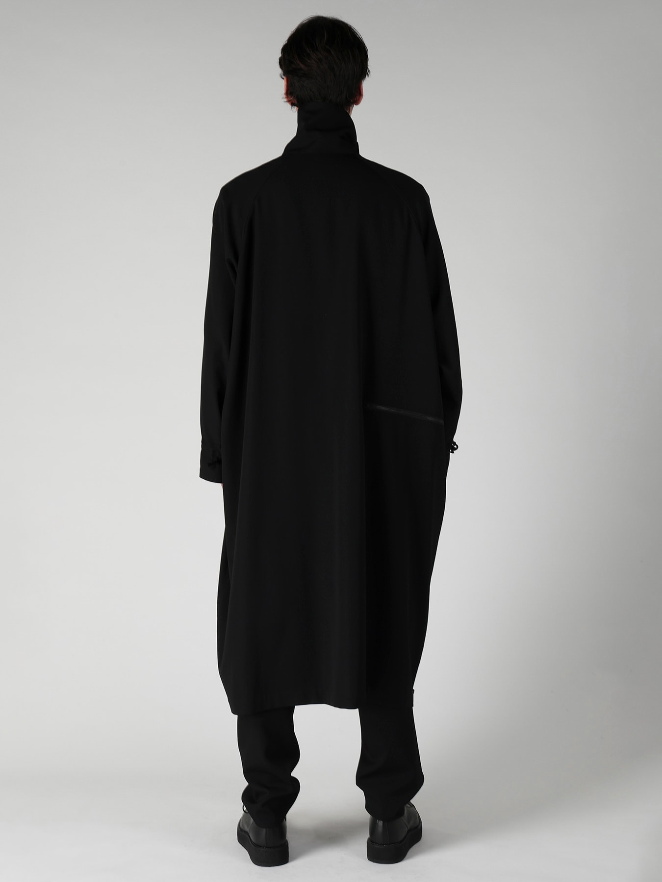 WOOL GABARDINE CROSS SHAPE ZIPPER COAT