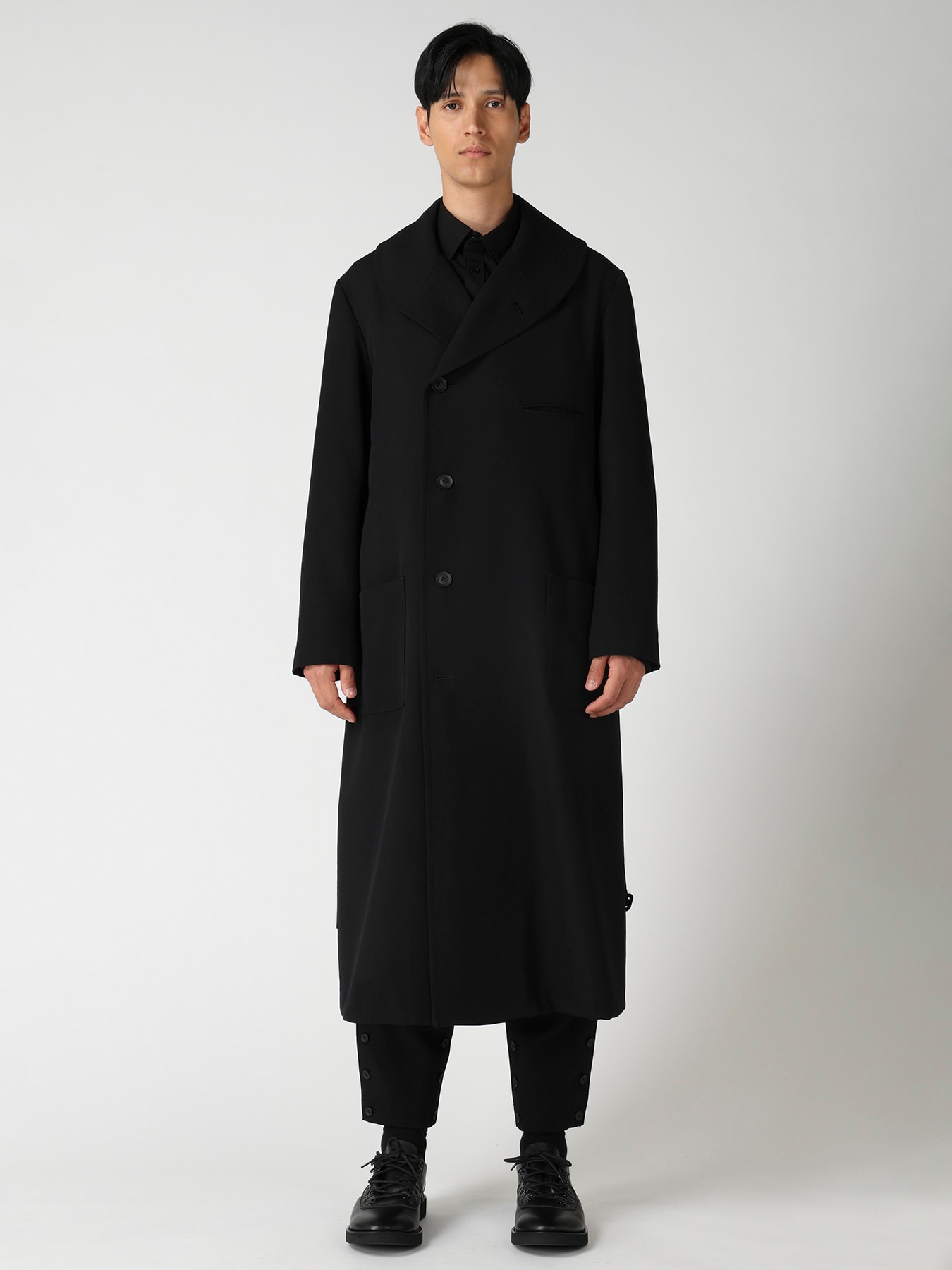ARMY GABARDINE ROUND COLLAR COAT(XS Black): Yohji Yamamoto POUR