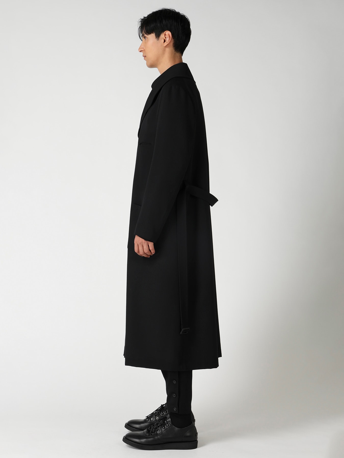 ARMY GABARDINE ROUND COLLAR COAT