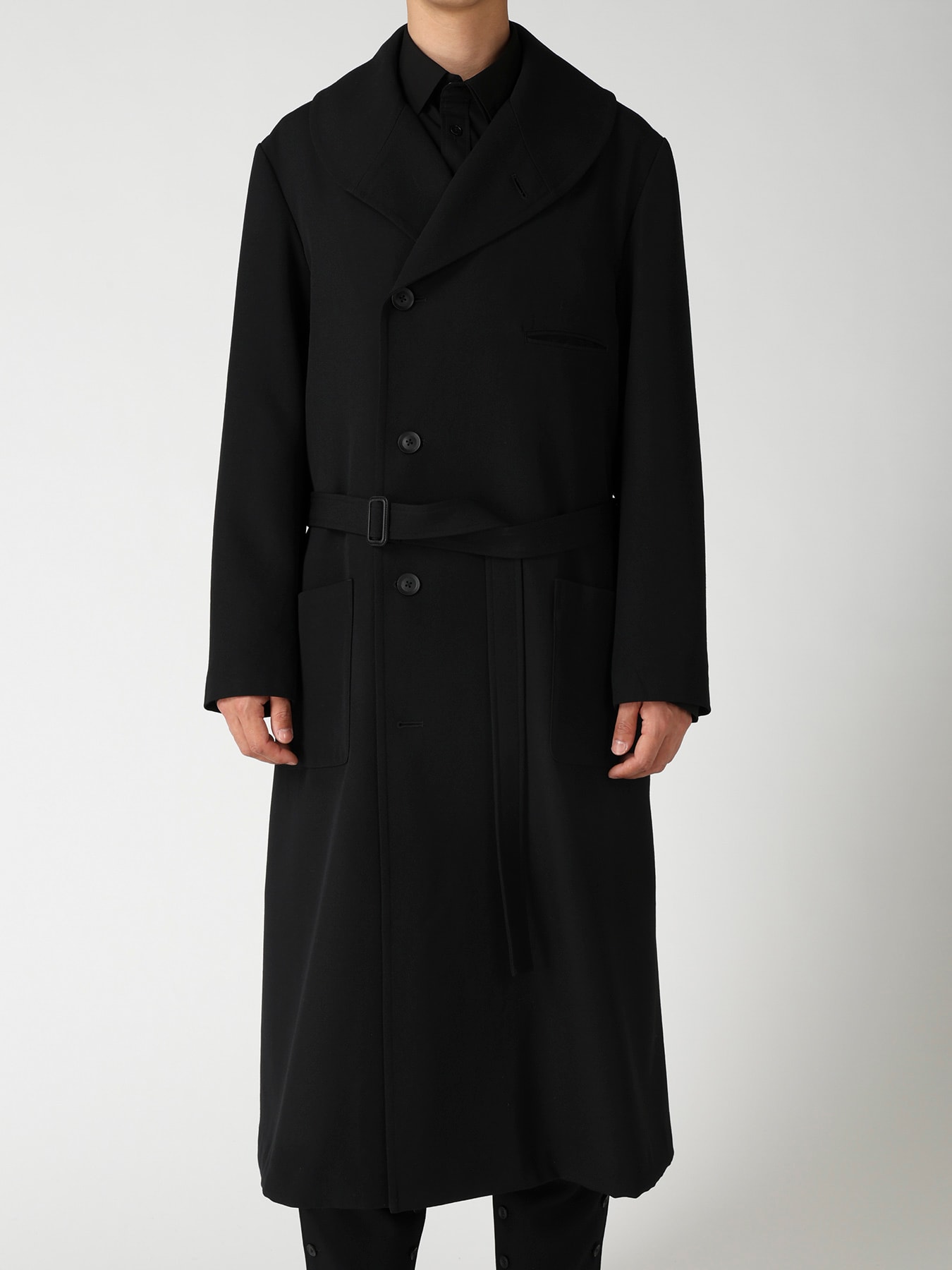 ARMY GABARDINE ROUND COLLAR COAT