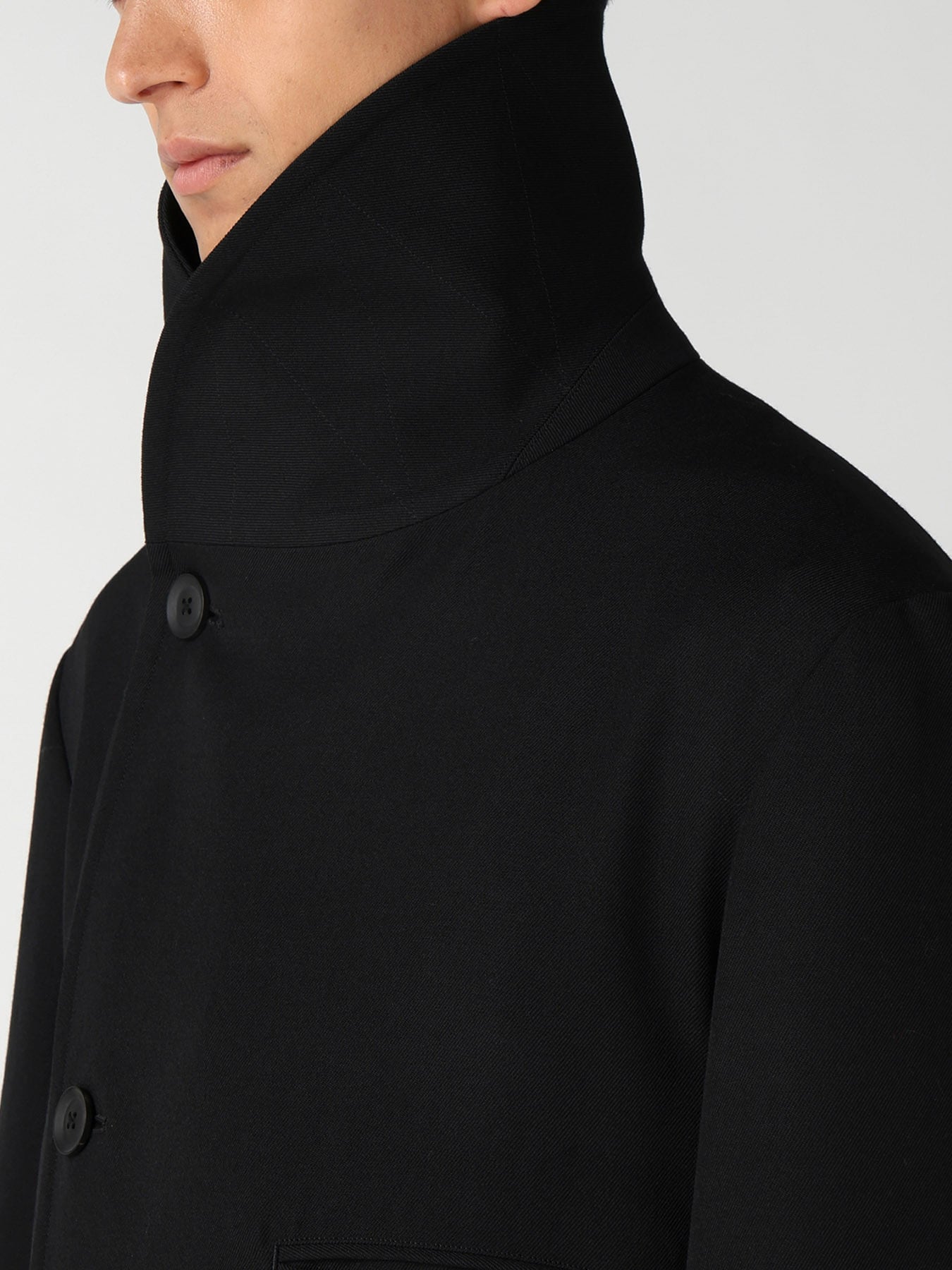 ARMY GABARDINE ROUND COLLAR COAT