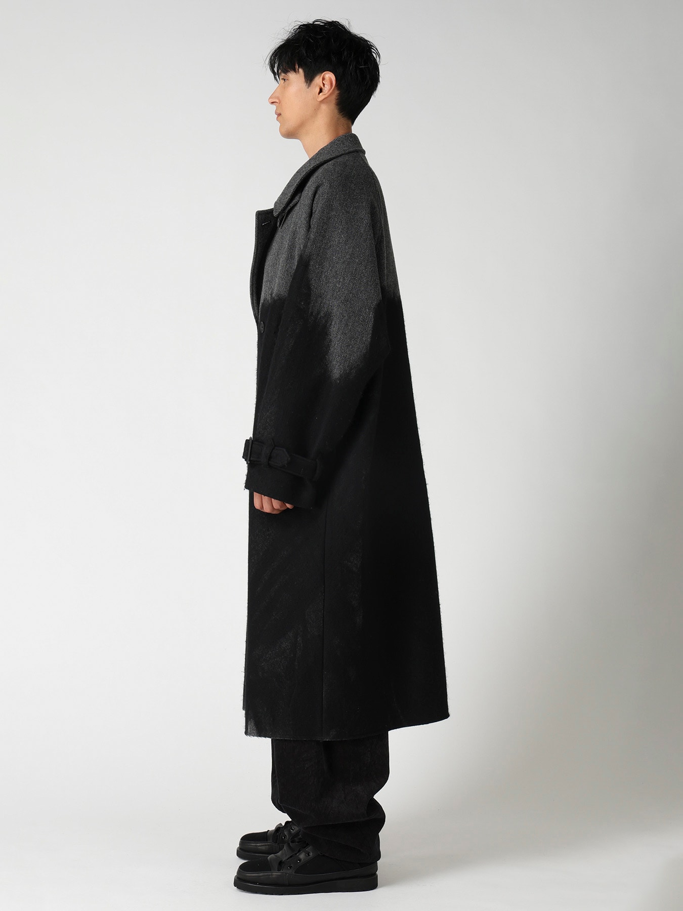 NEEDLE PUNCHED HERRINGBONE RAGLAN DOUBLE COAT
