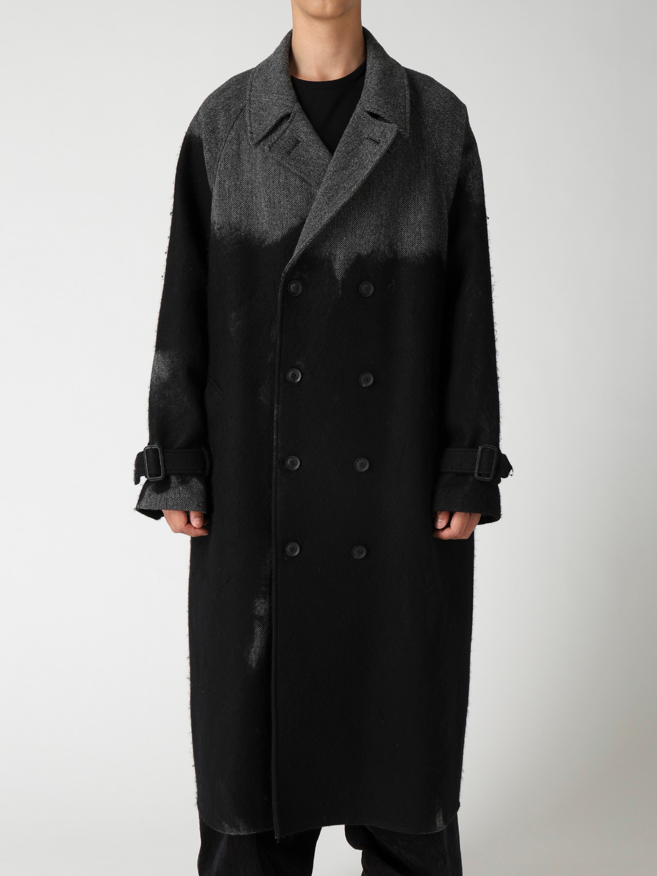 NEEDLE PUNCHED HERRINGBONE RAGLAN DOUBLE COAT