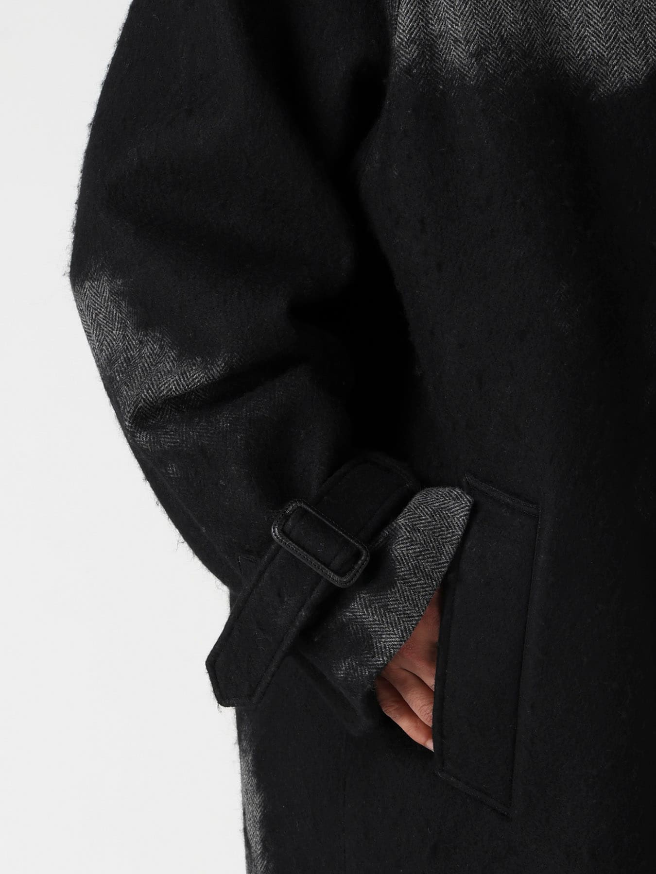 NEEDLE PUNCHED HERRINGBONE RAGLAN DOUBLE COAT