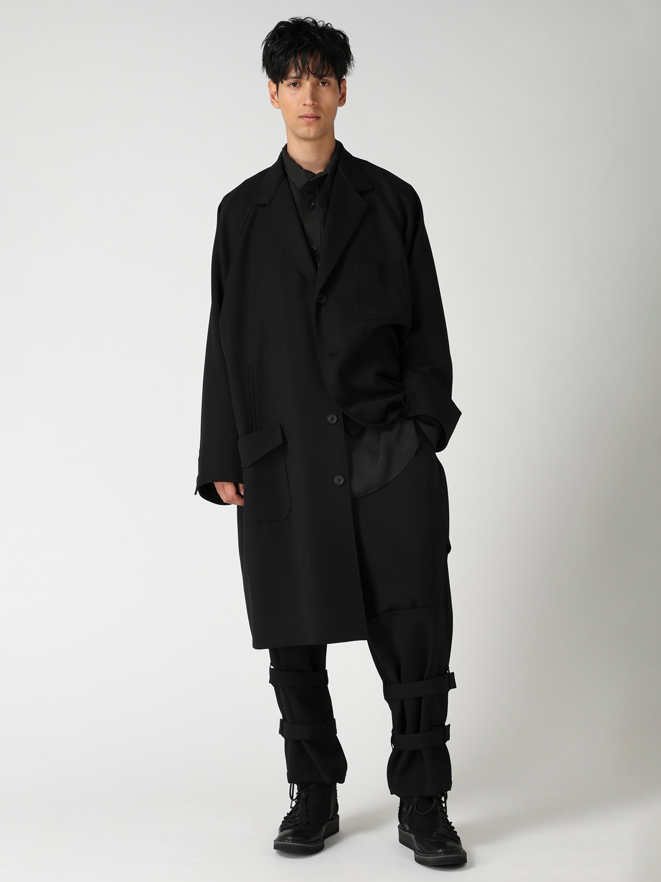 ARMY GABARDINE RAGLAN COAT(XS Black): Yohji Yamamoto POUR HOMME