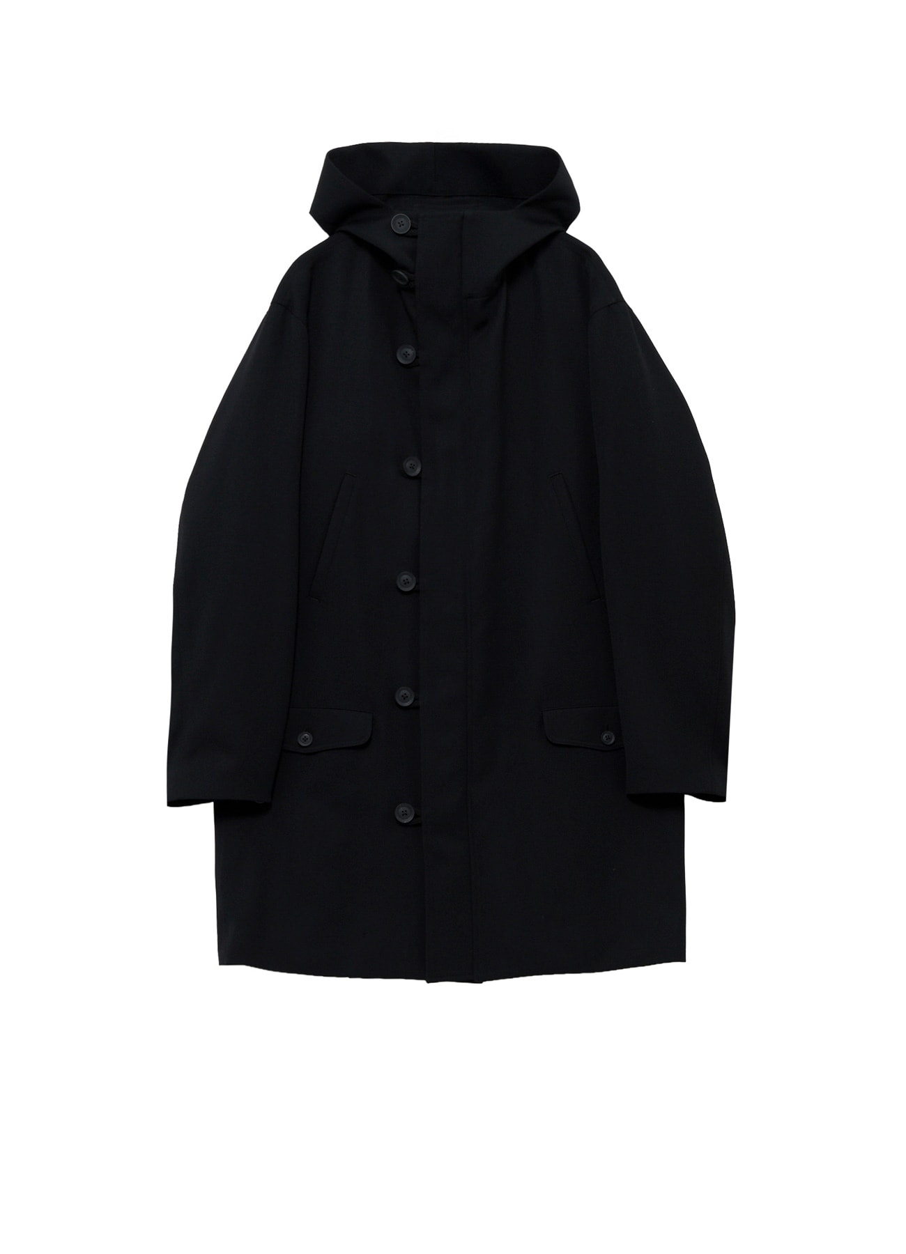 REGULATION GABARDINE 4BUTTONS HOODED COAT(S Black): Vintage｜THE