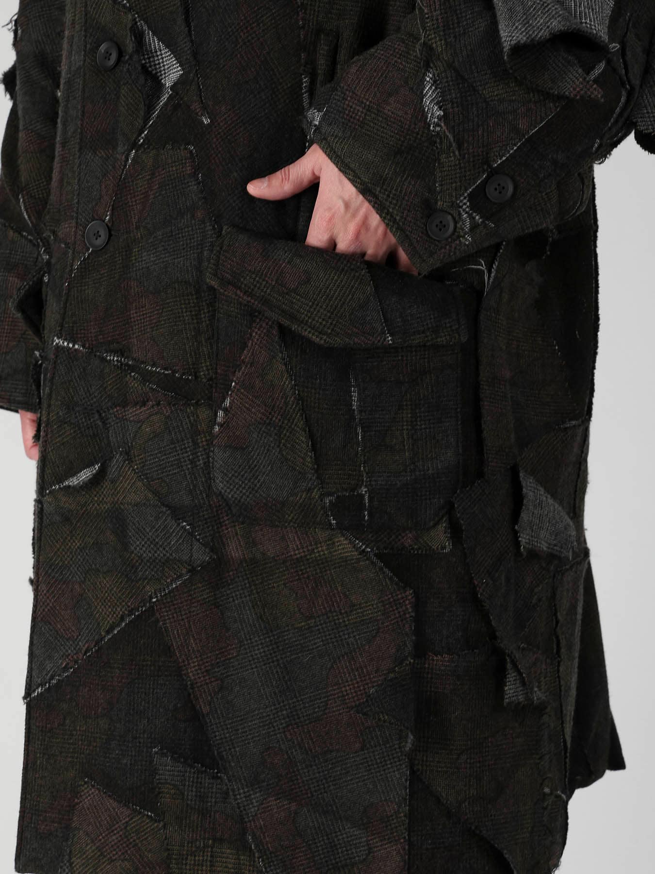 PATCHWORK ARMY CAMOUFLAGE RAGLAN COAT