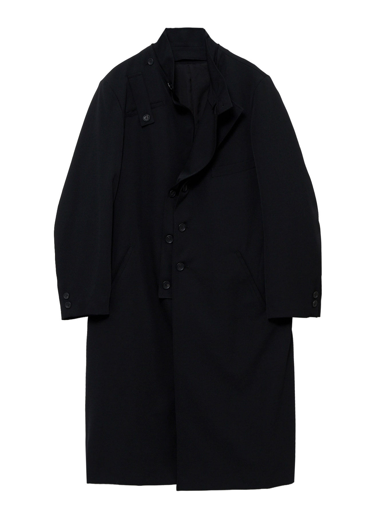 WOOL GABARDINE FRONT DETAIL COAT