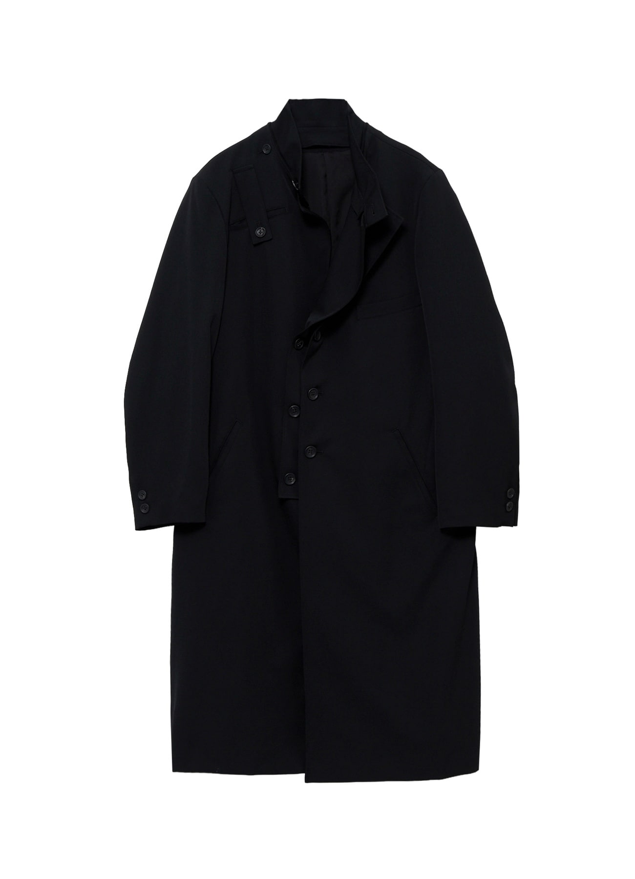 WOOL GABARDINE FRONT DETAIL COAT