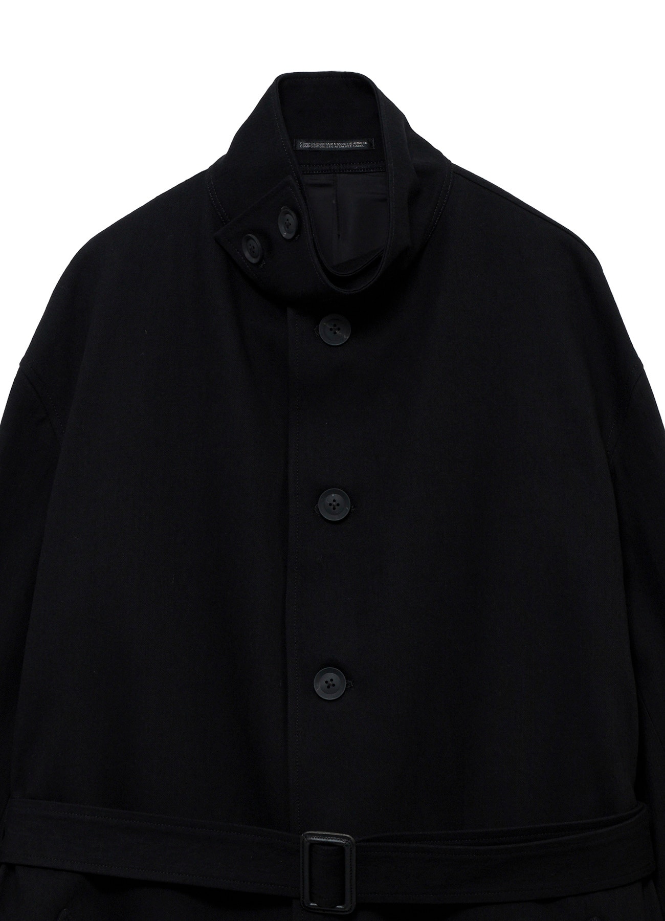 11OZ BLACK DENIM STAND COLLAR COAT