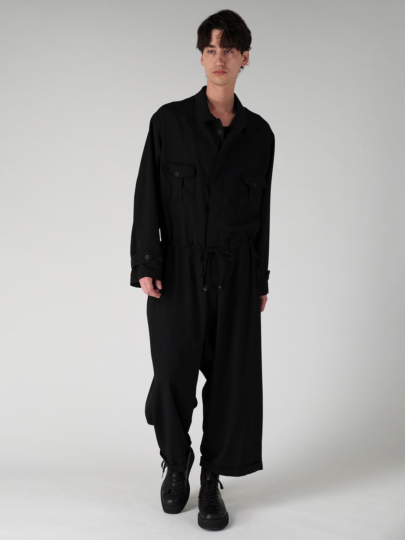 WOOL GABARDINE BUTTON OVERALL