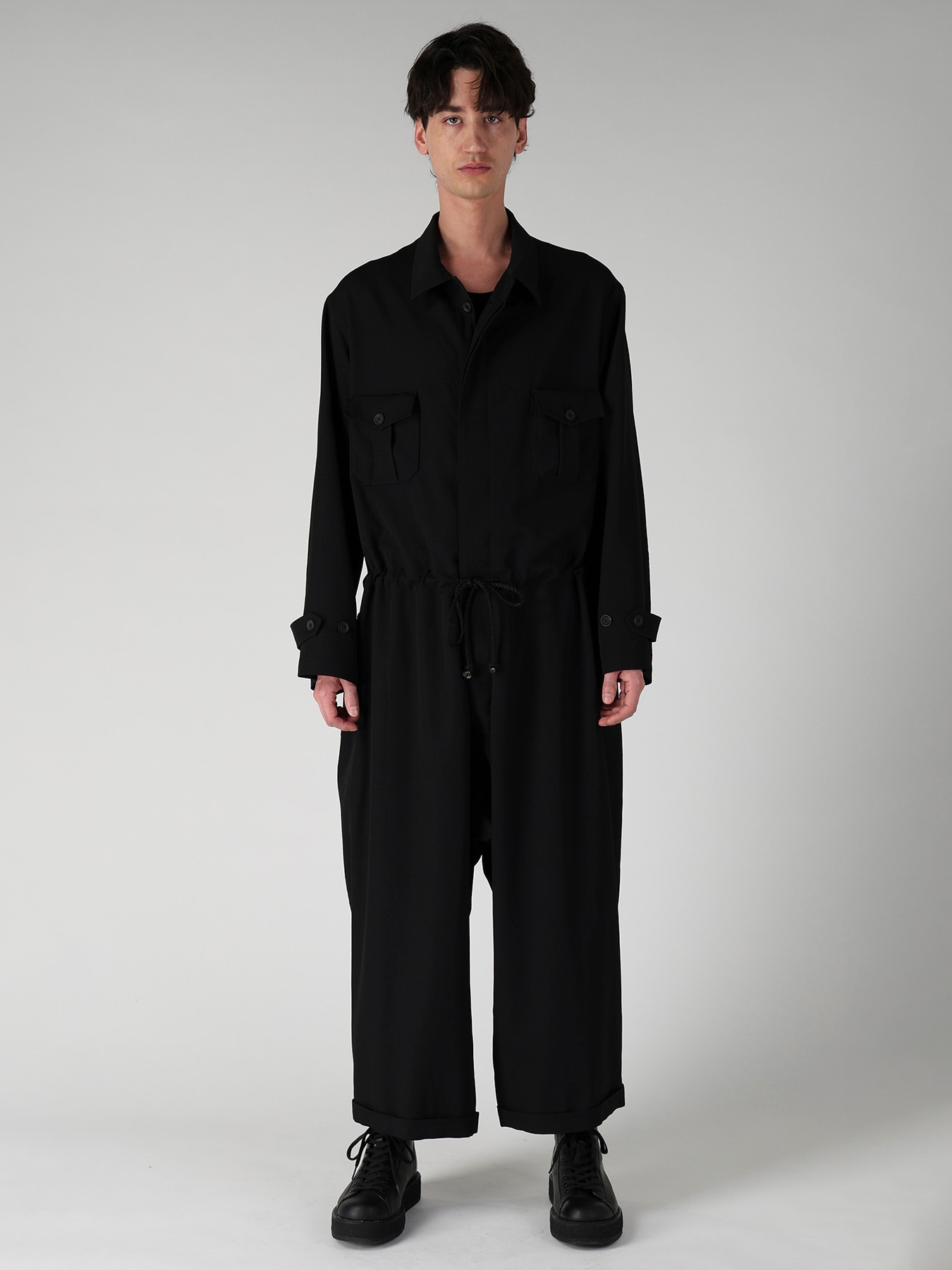 WOOL GABARDINE BUTTON OVERALL
