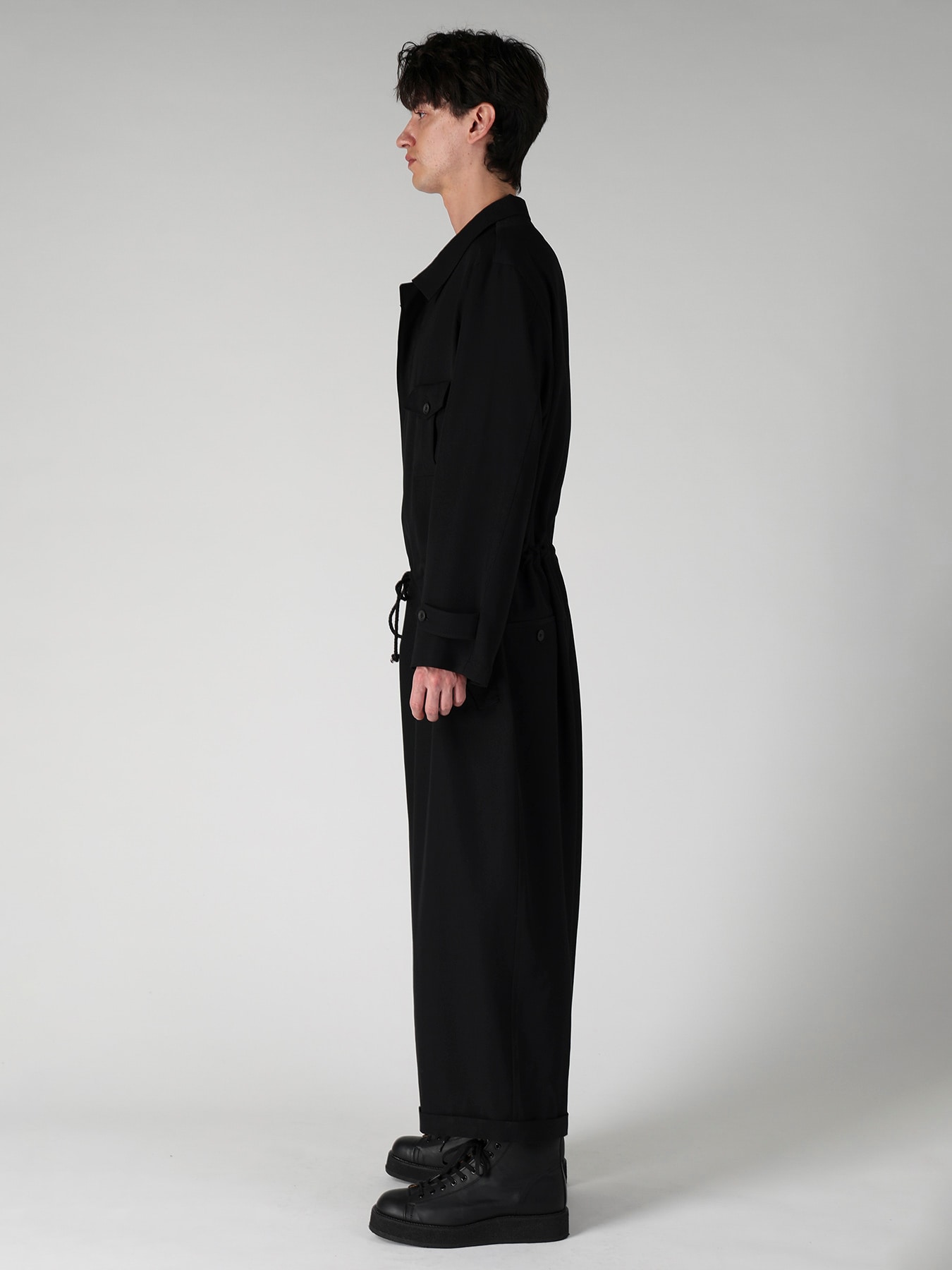 WOOL GABARDINE BUTTON OVERALL