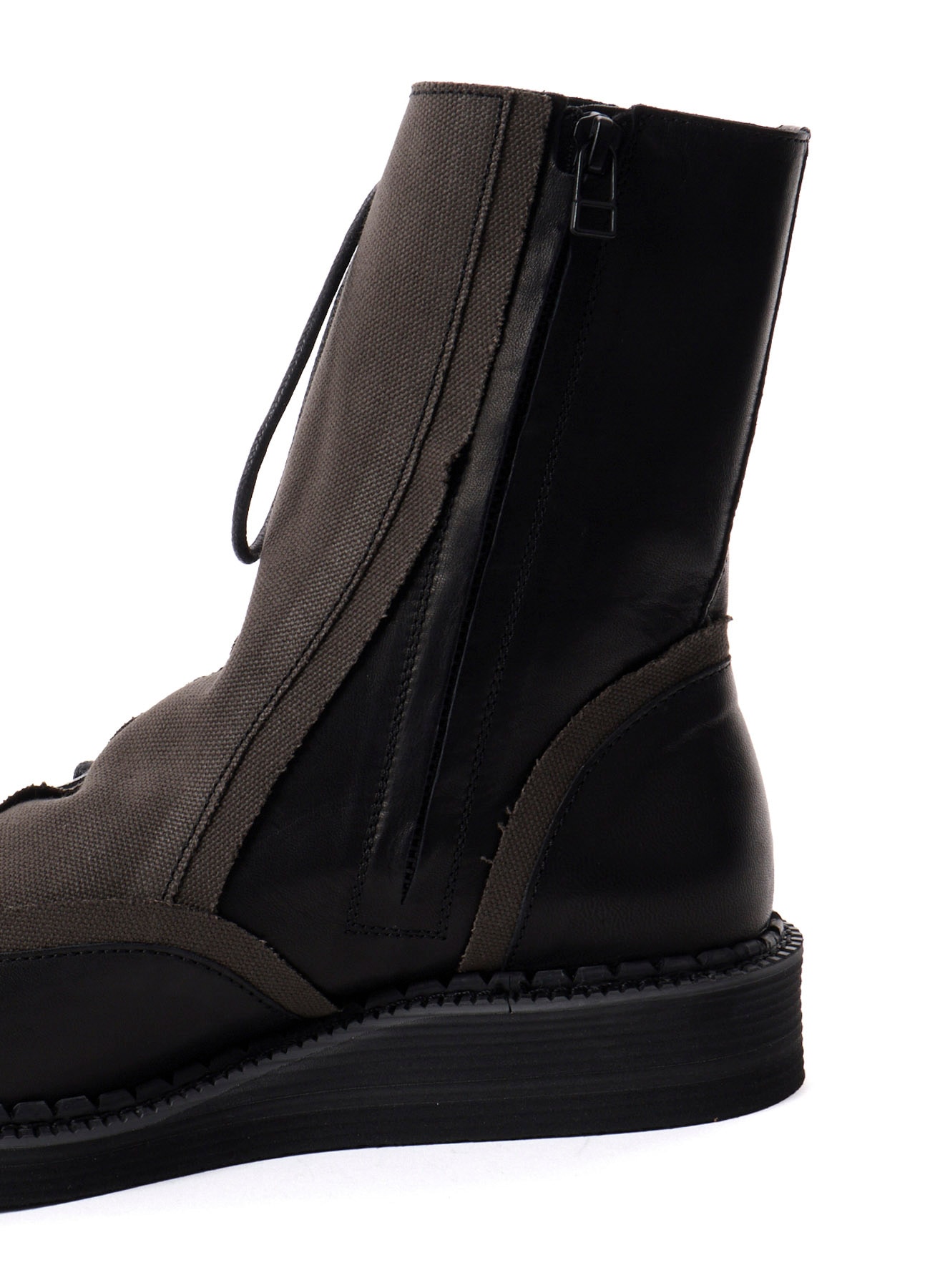 C CANVAS HORSE SIDE LACE-UP BOOTS
