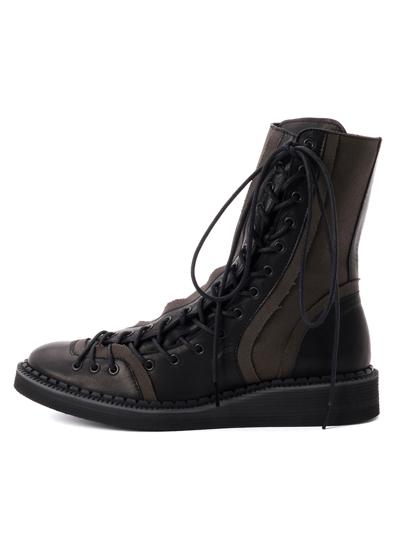 C CANVAS HORSE SIDE LACE-UP BOOTS
